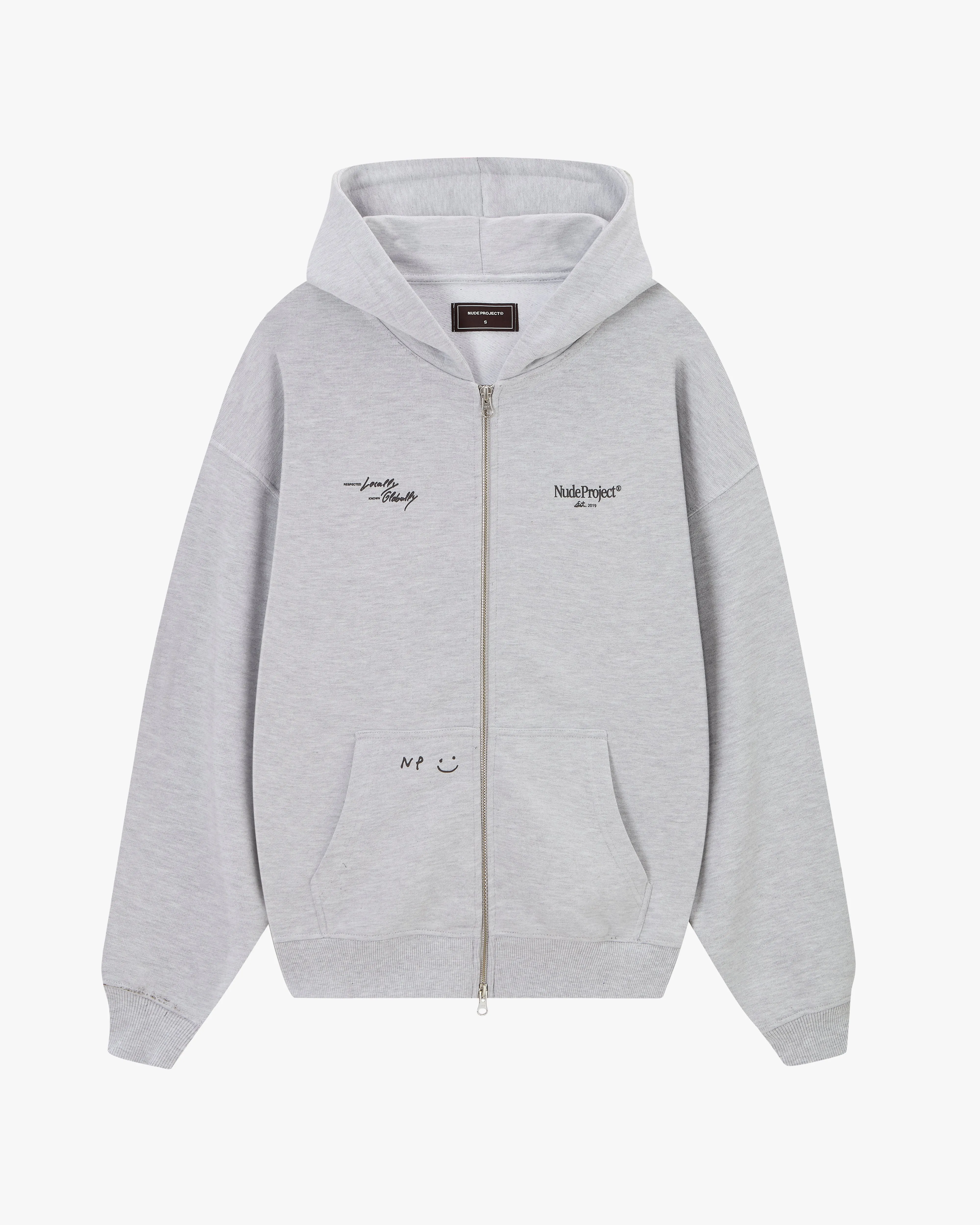 Global Soon Zip-Up Hoodie Grey Melange sold by Nude Project product image thumbnail 2
