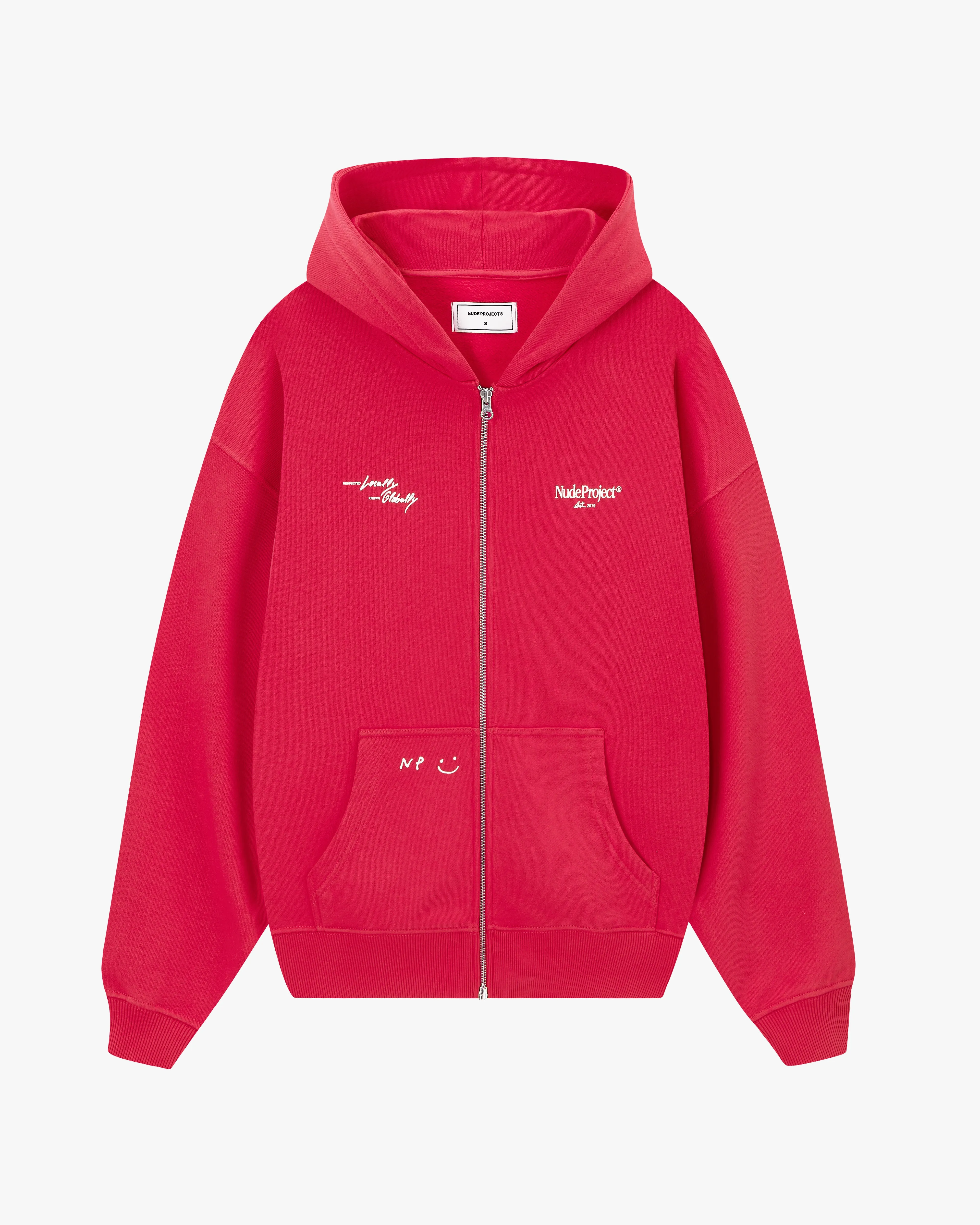 Global Soon Zip-Up Hoodie Raspberry sold by Nude Project