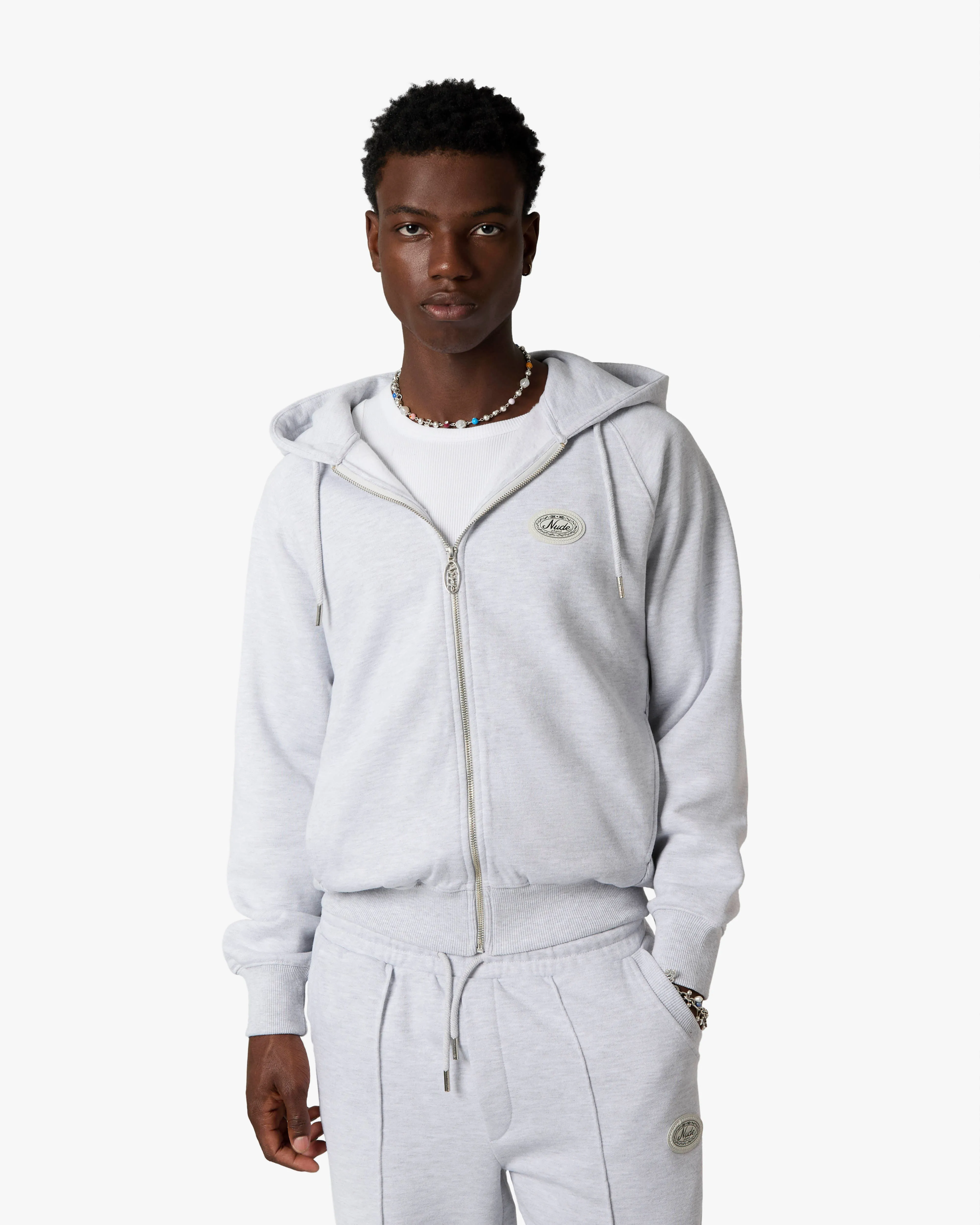 Essentials Zip-Up Hoodie Grey Melange sold by Nude Project product image thumbnail 2