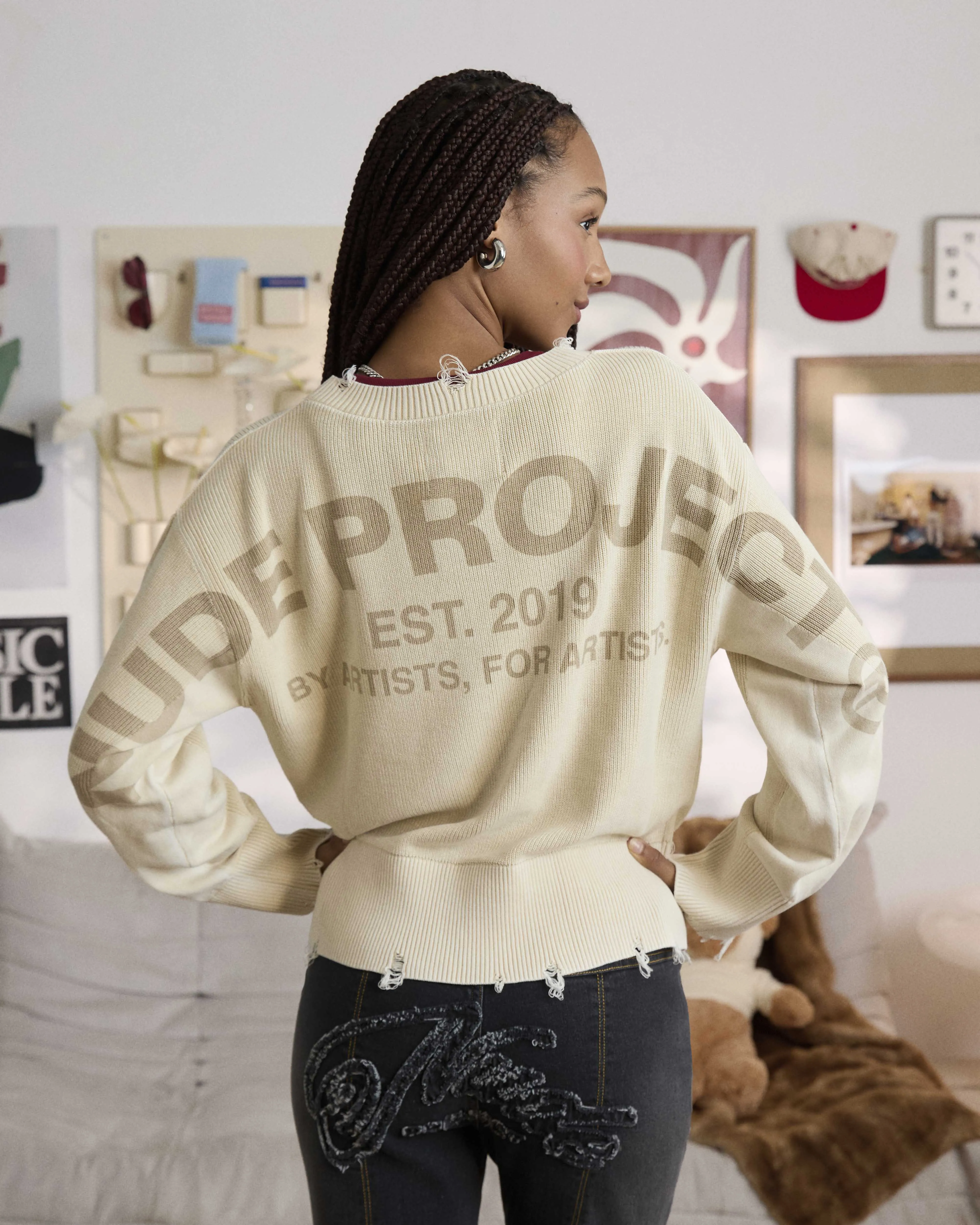 Perfect Cropped Knit Sweater Off-White sold by Nude Project product image thumbnail 5