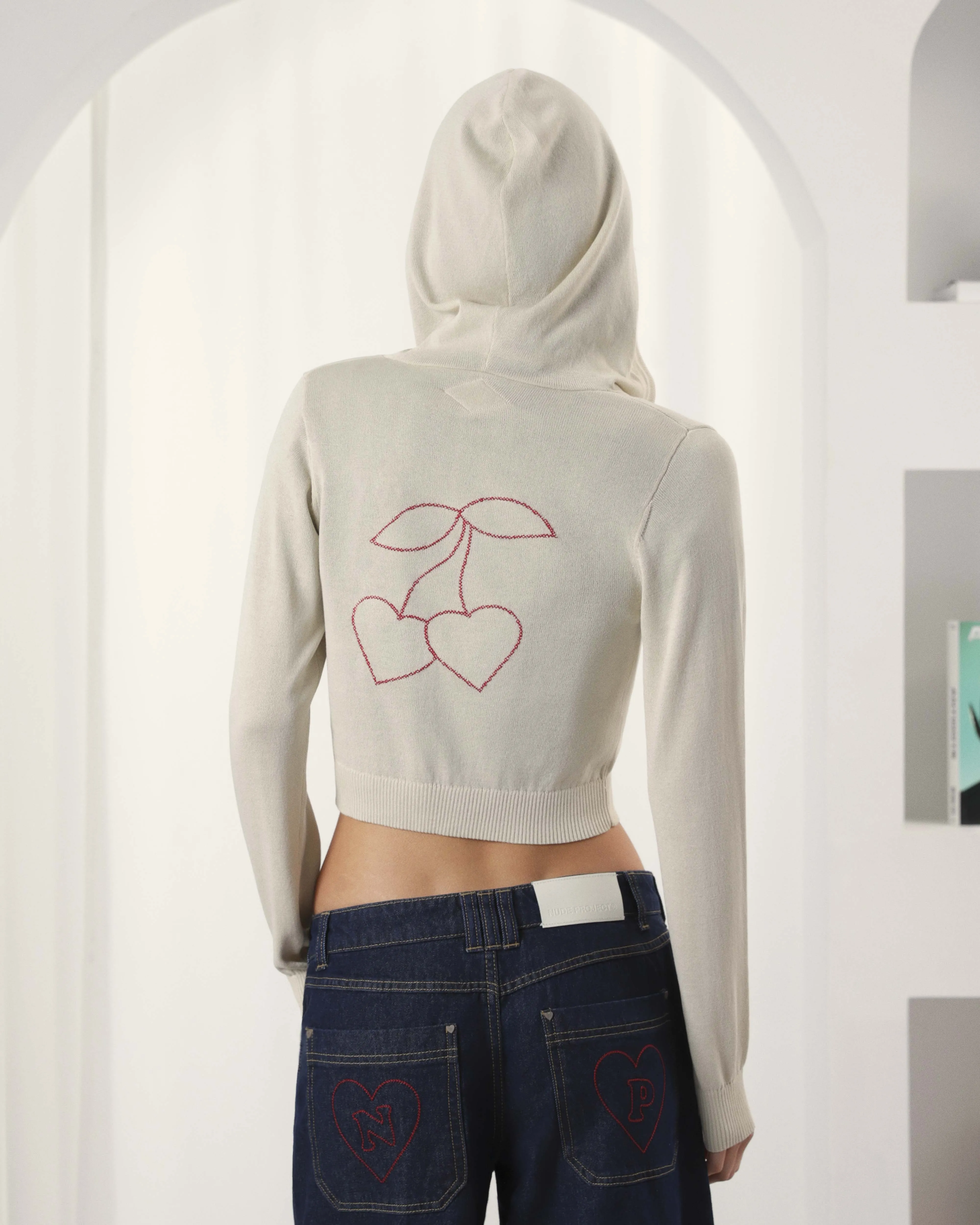 Papaya Zip-Up Knit Hoodie Marshmallow sold by Nude Project product image thumbnail 2