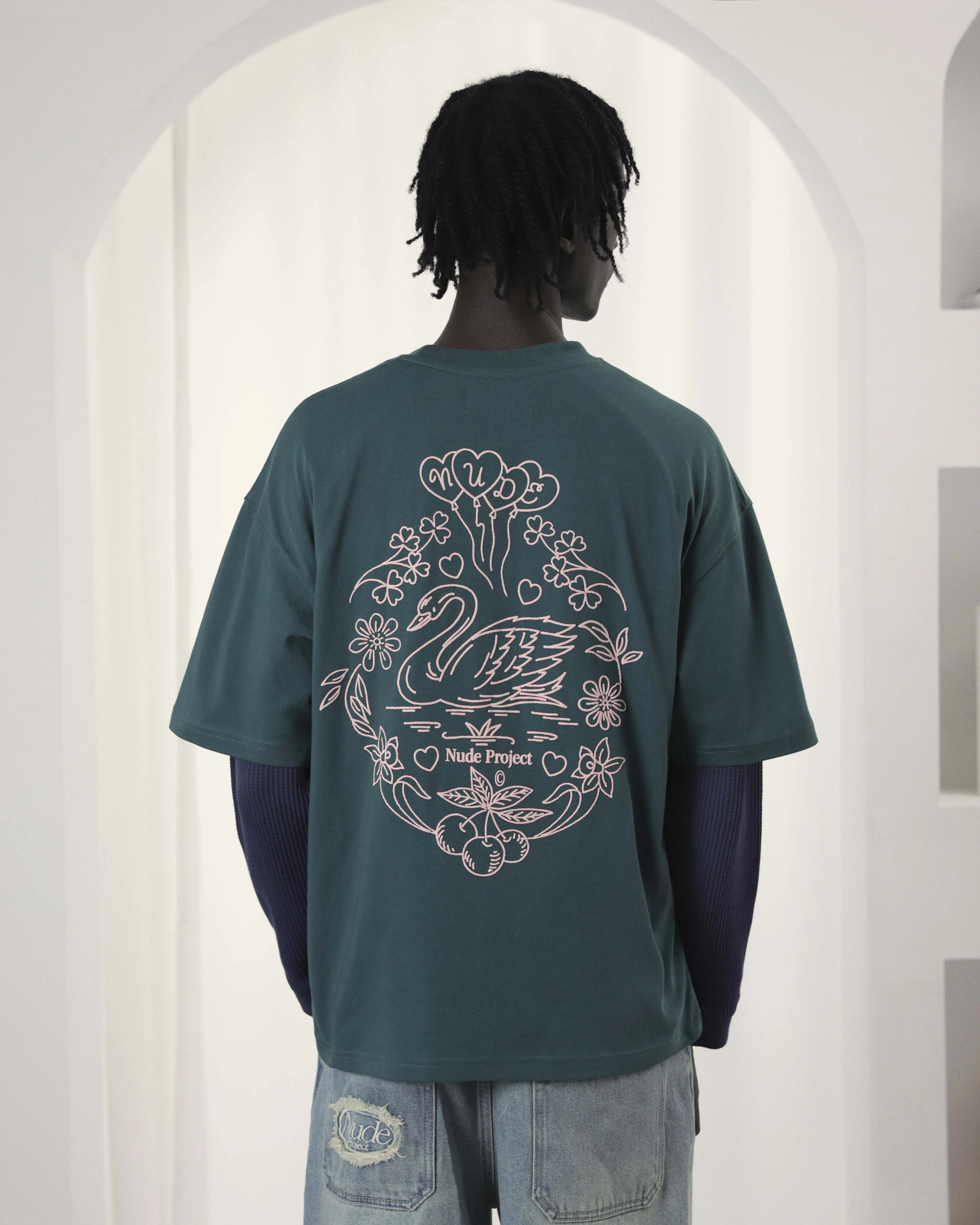 Swan Garden Tee Green sold by Nude Project product image thumbnail 2