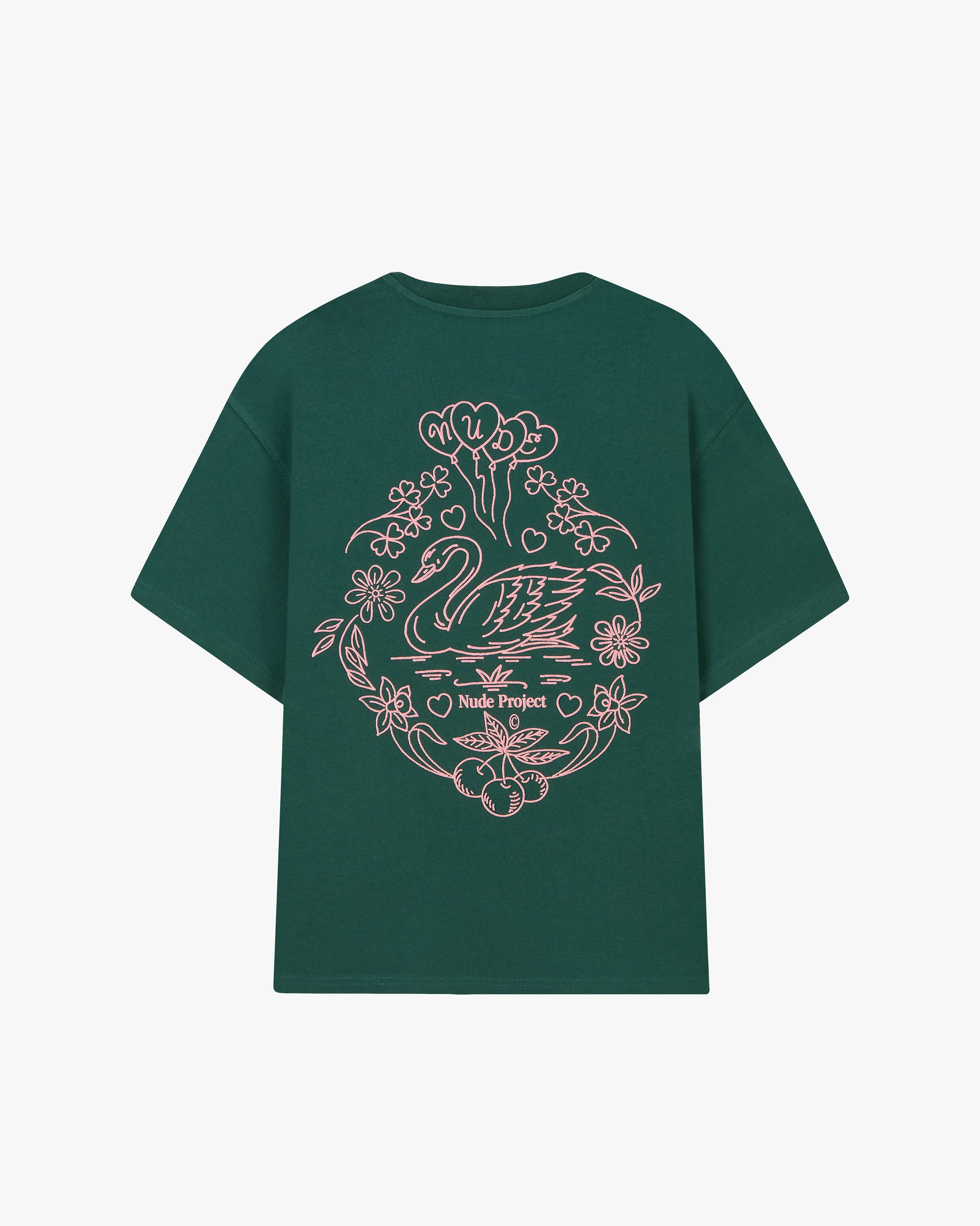 Swan Garden Tee Green sold by Nude Project