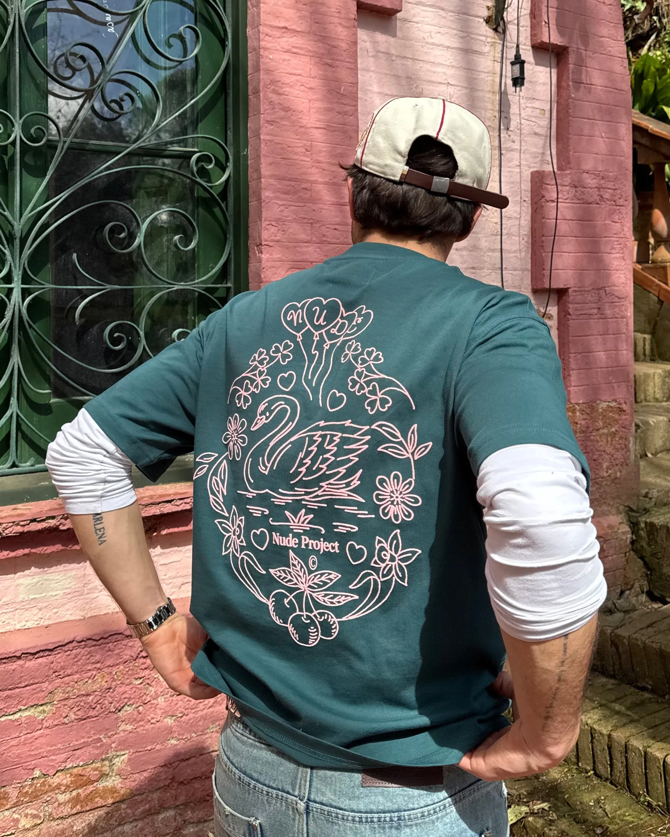 Swan Garden Tee Green sold by Nude Project product image thumbnail 5