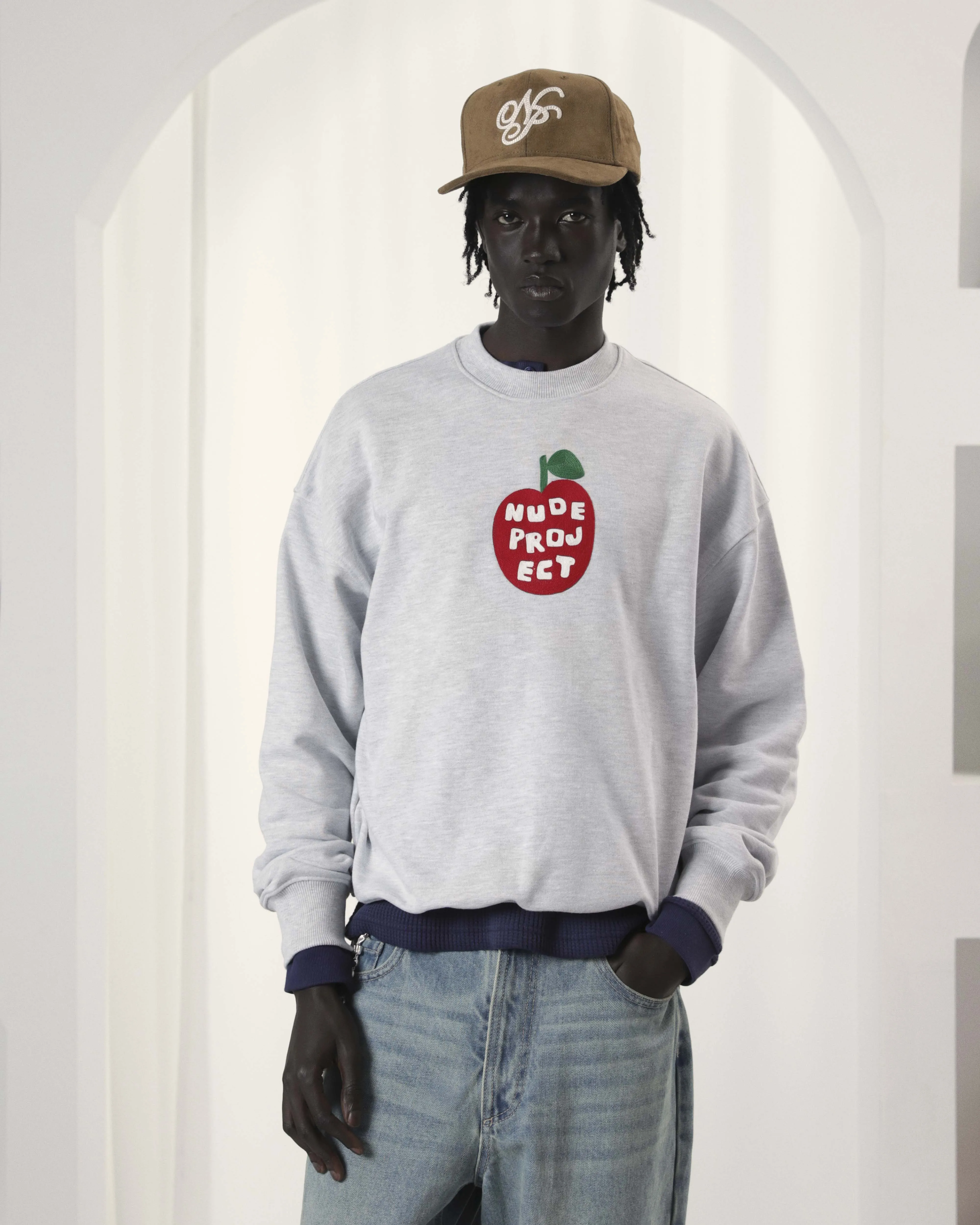 Apple Crew Sweatshirt Grey Melange sold by Nude Project product image thumbnail 2