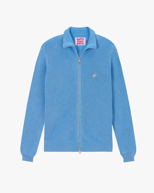 Shady Zip-Up Knit Cardigan Blue sold by Nude Project