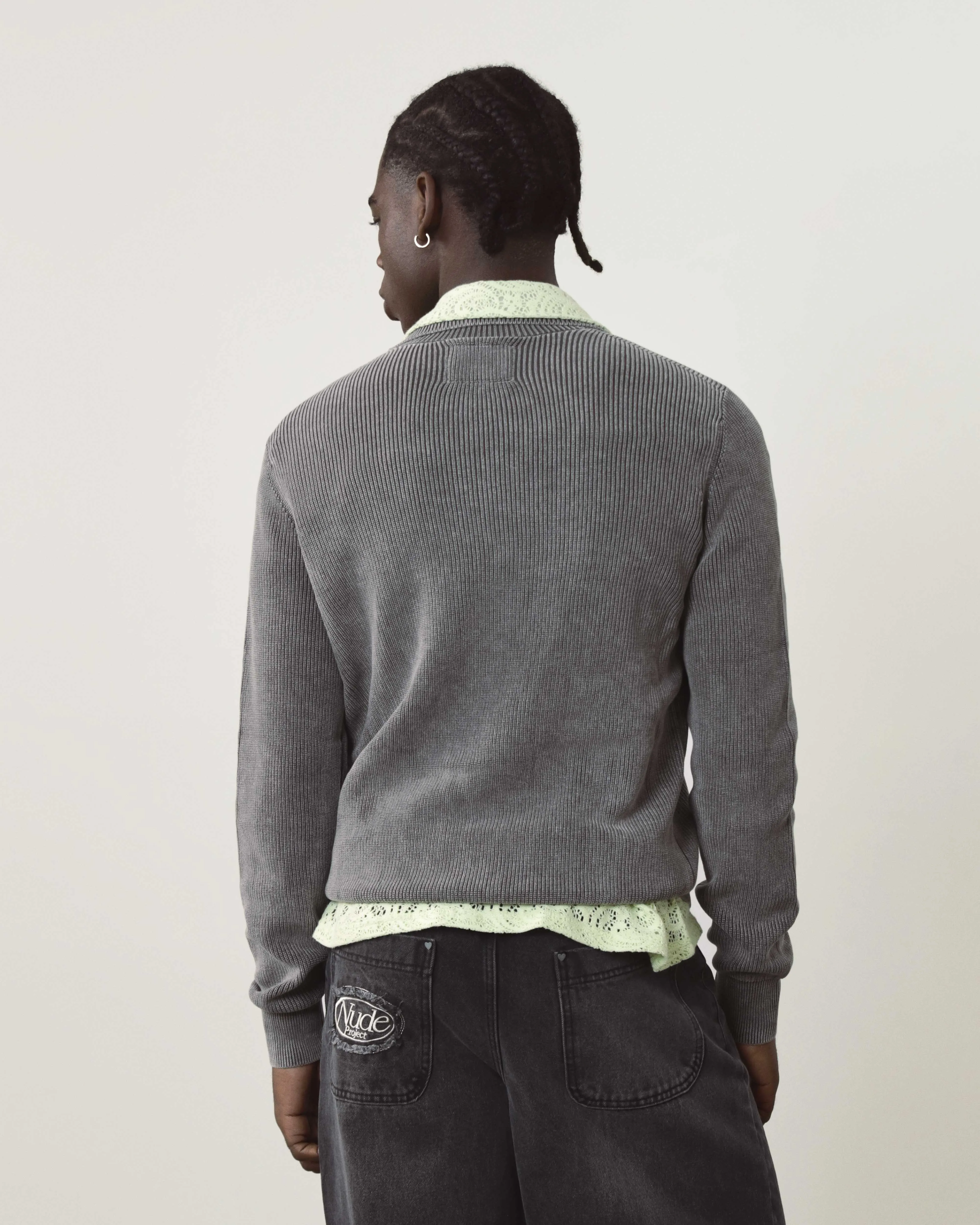 Shady Knit Zip-Up Cardigan Ash sold by Nude Project product image thumbnail 4