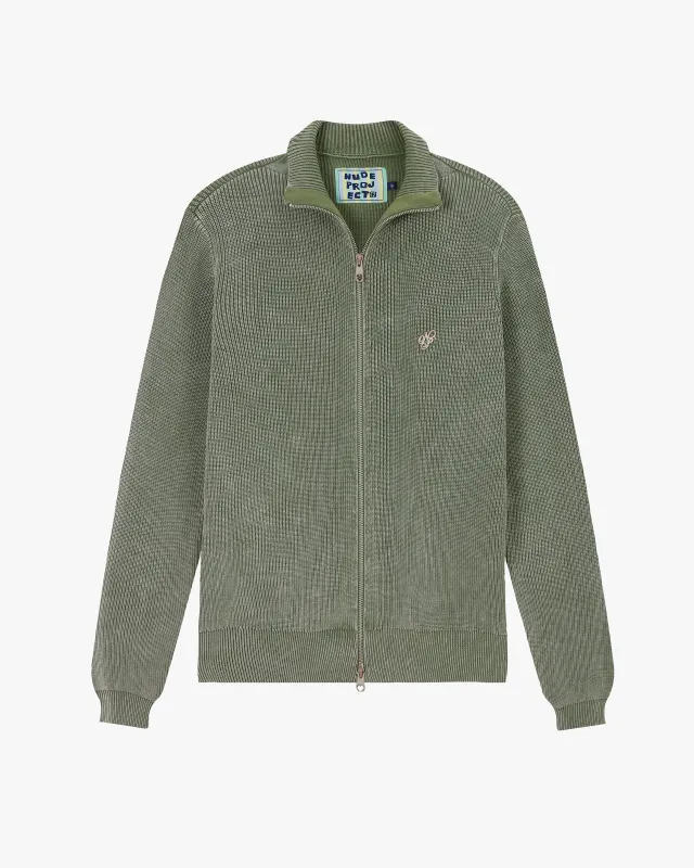 Shady Zip-Up Knit Cardigan Green sold by Nude Project