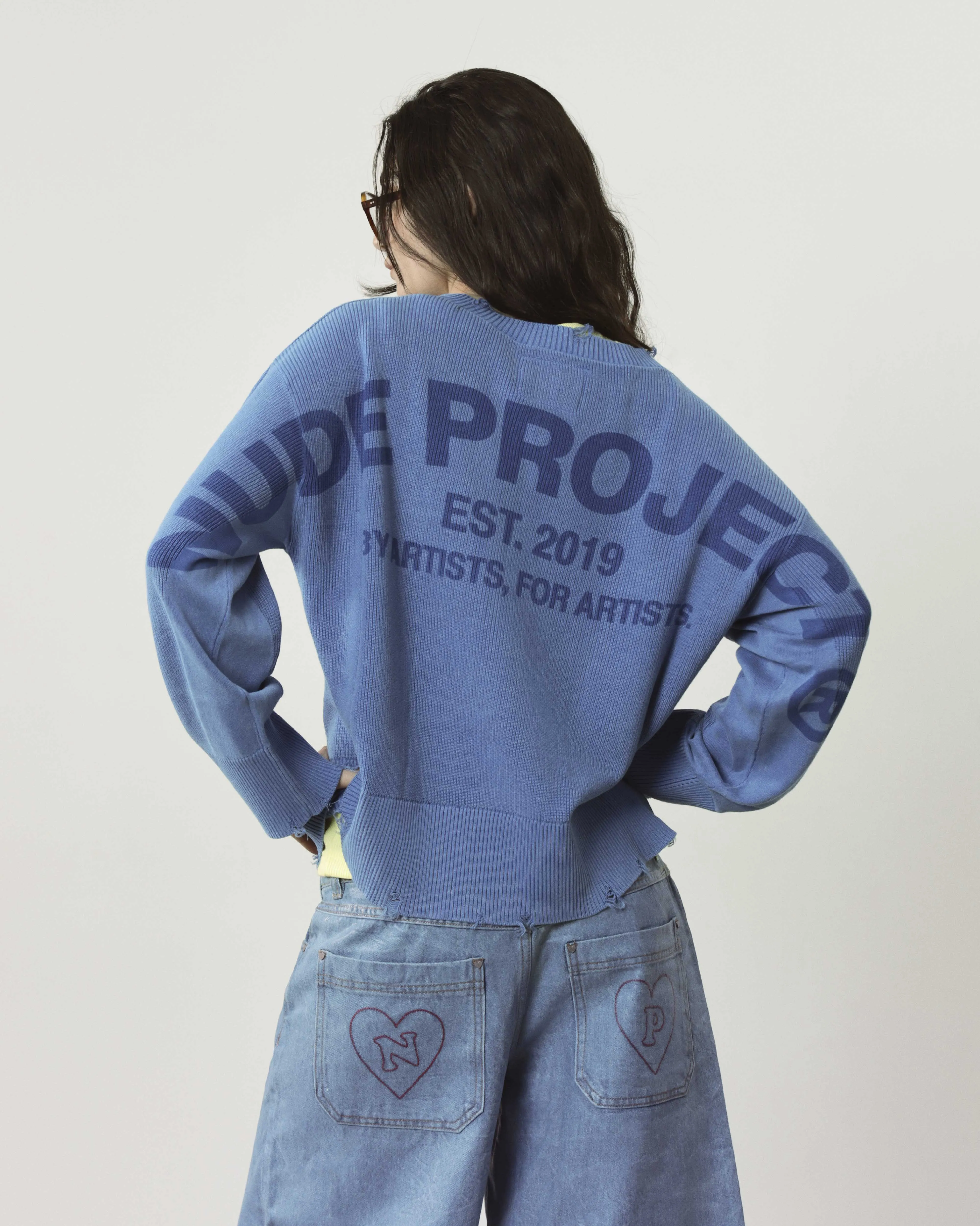 Perfect Cropped Knit Sweater Blue sold by Nude Project product image thumbnail 4