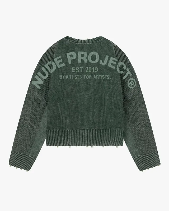 Perfect Cropped Knit Sweater Green sold by Nude Project