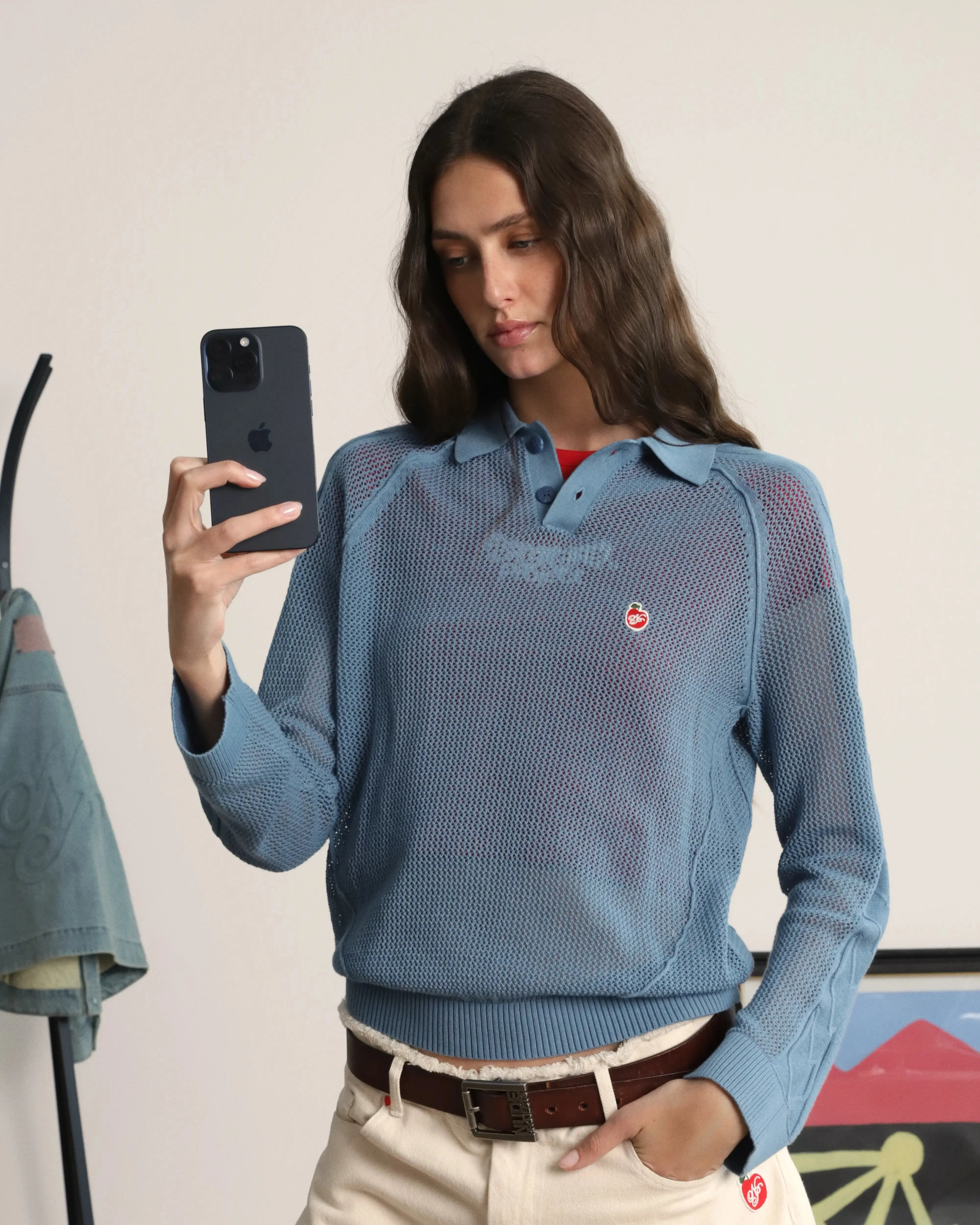 Raglan Knit Polo Blue sold by Nude Project product image thumbnail 4