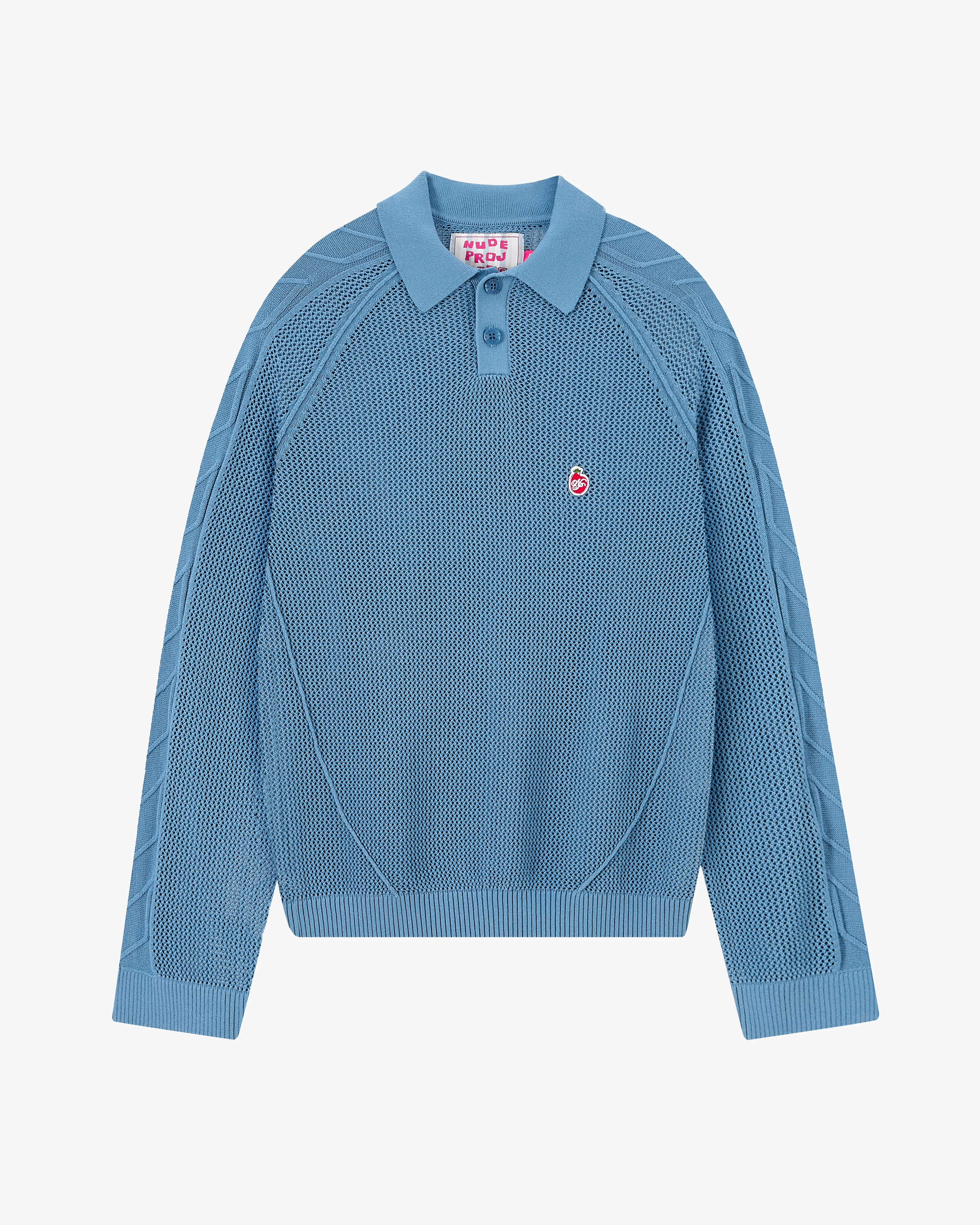 Raglan Knit Polo Blue sold by Nude Project