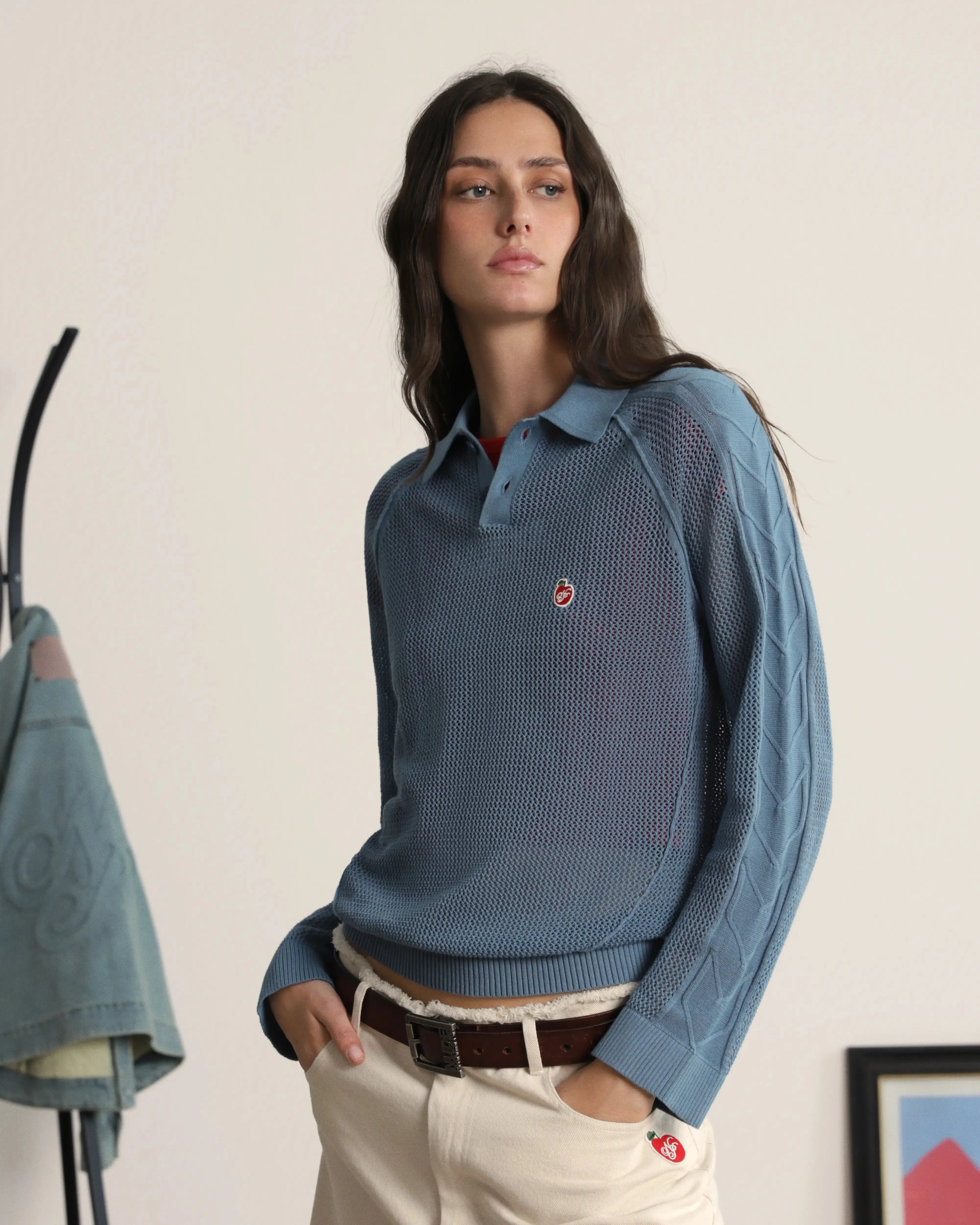 Raglan Knit Polo Blue sold by Nude Project product image thumbnail 3