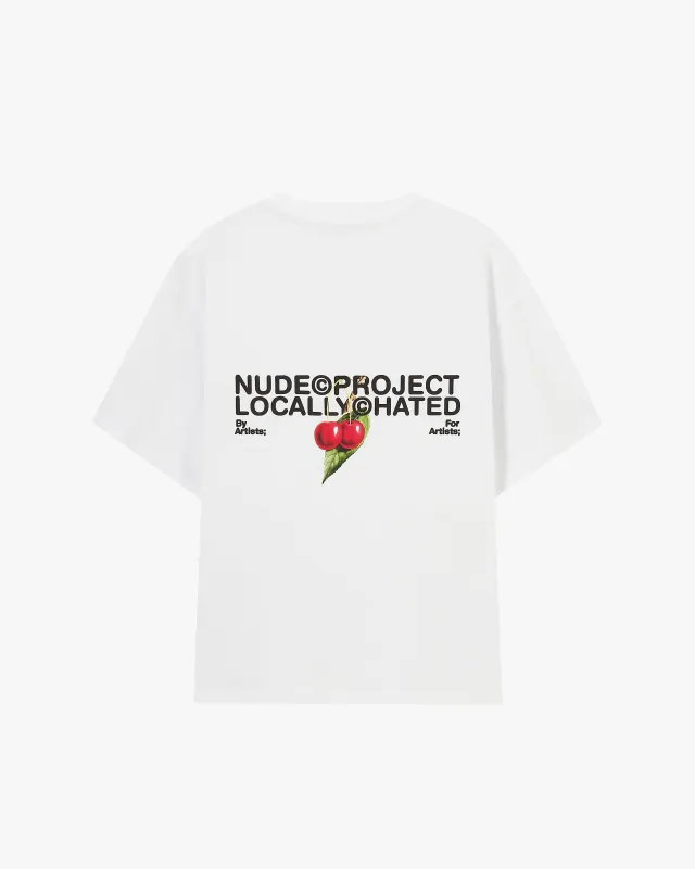 Locally Hated Cherry Tee White sold by Nude Project