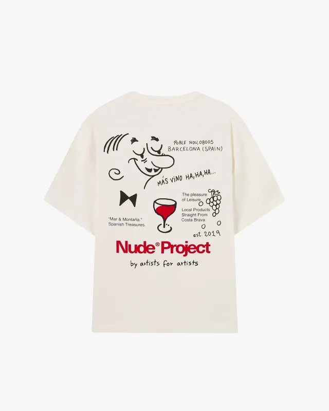 Más Vino Tee Marshmellow sold by Nude Project