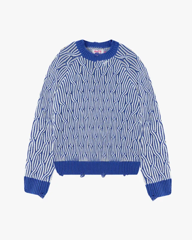 Sour Cable Knit Sweater Blue sold by Nude Project