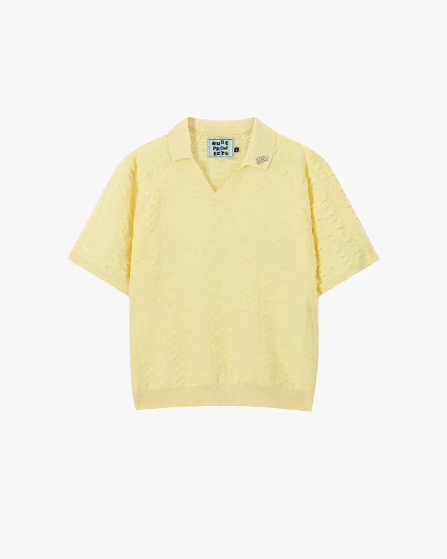 Structure Knit Polo Yellow sold by Nude Project