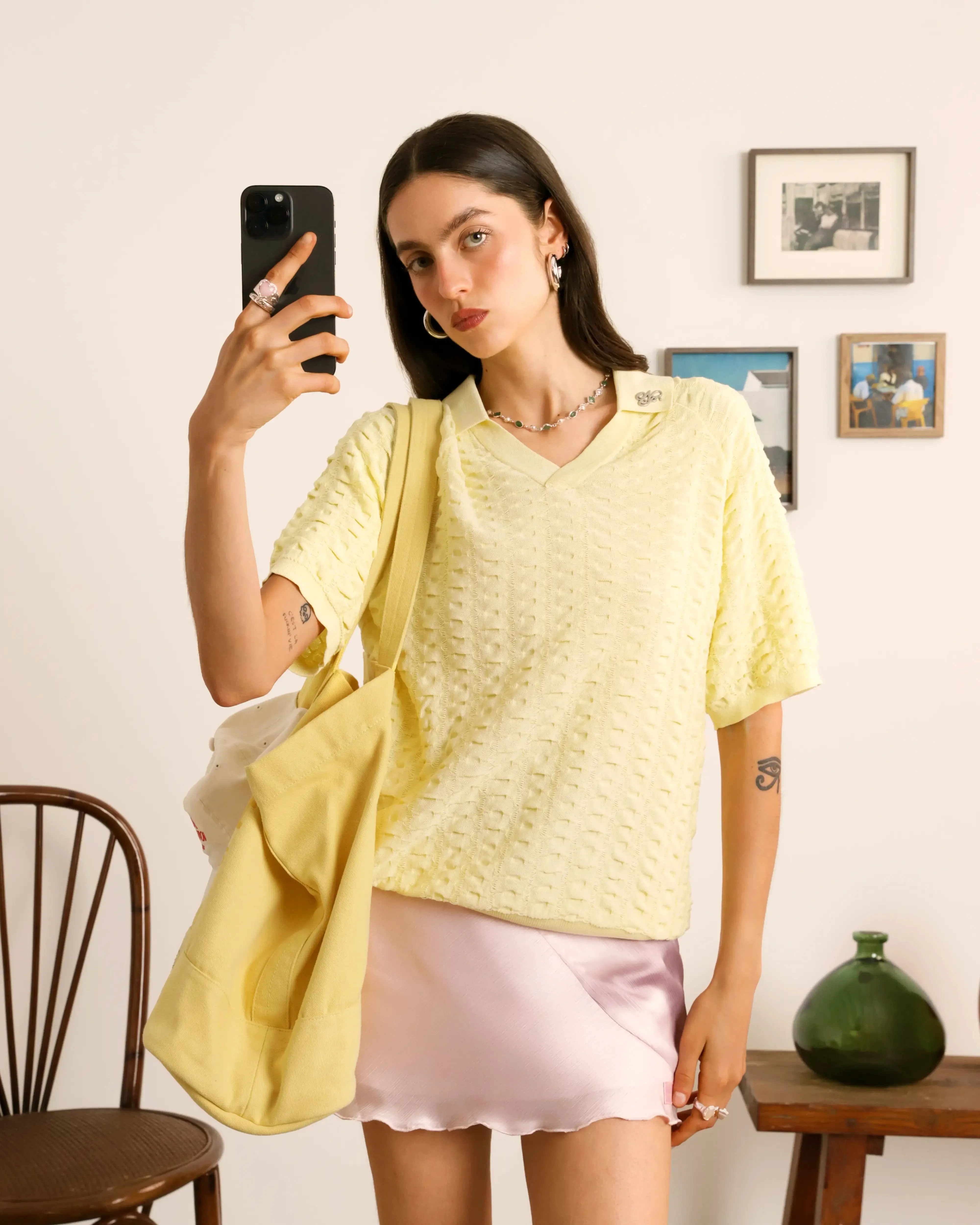 Structure Knit Polo Yellow sold by Nude Project product image thumbnail 4