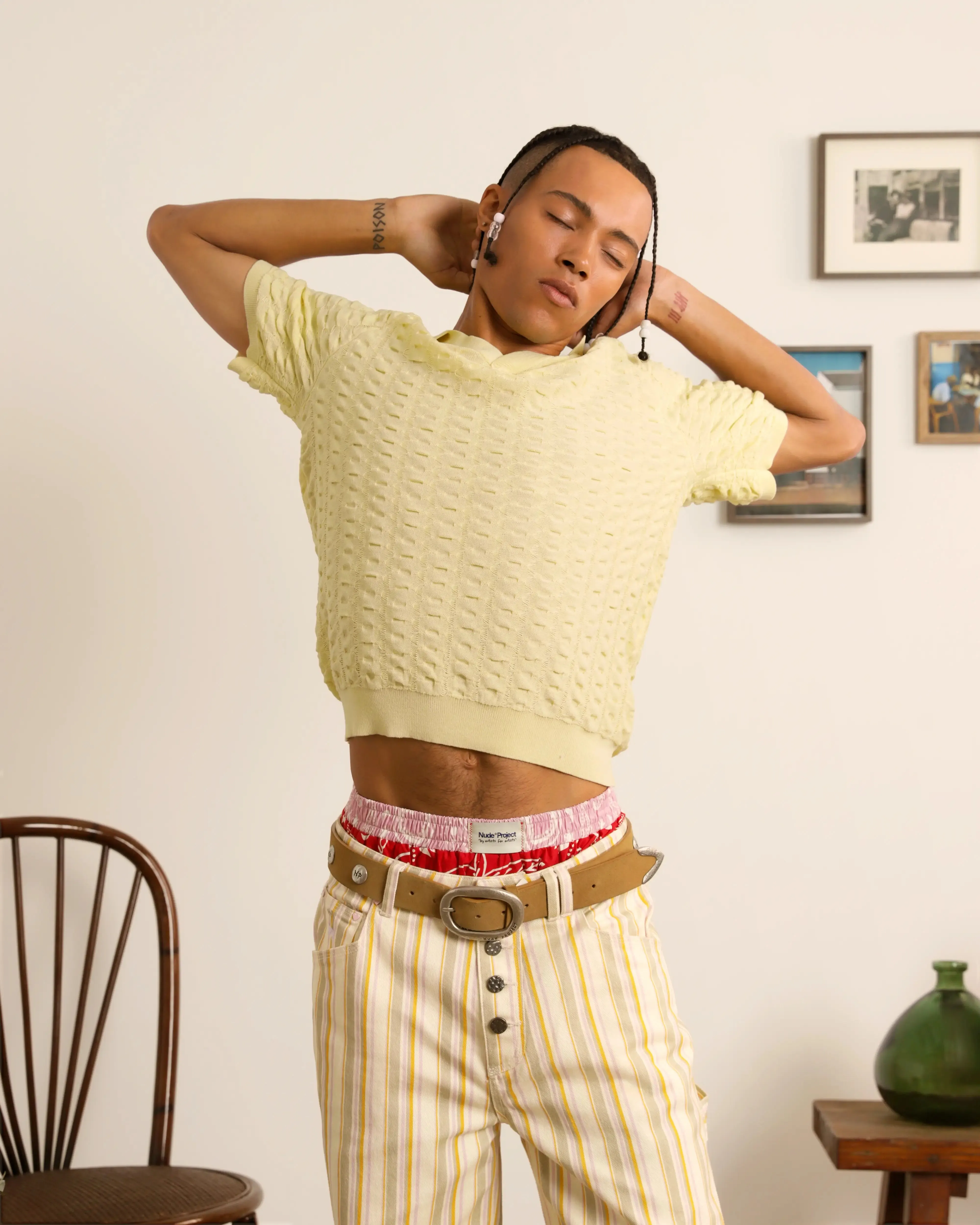 Structure Knit Polo Yellow sold by Nude Project product image thumbnail 3