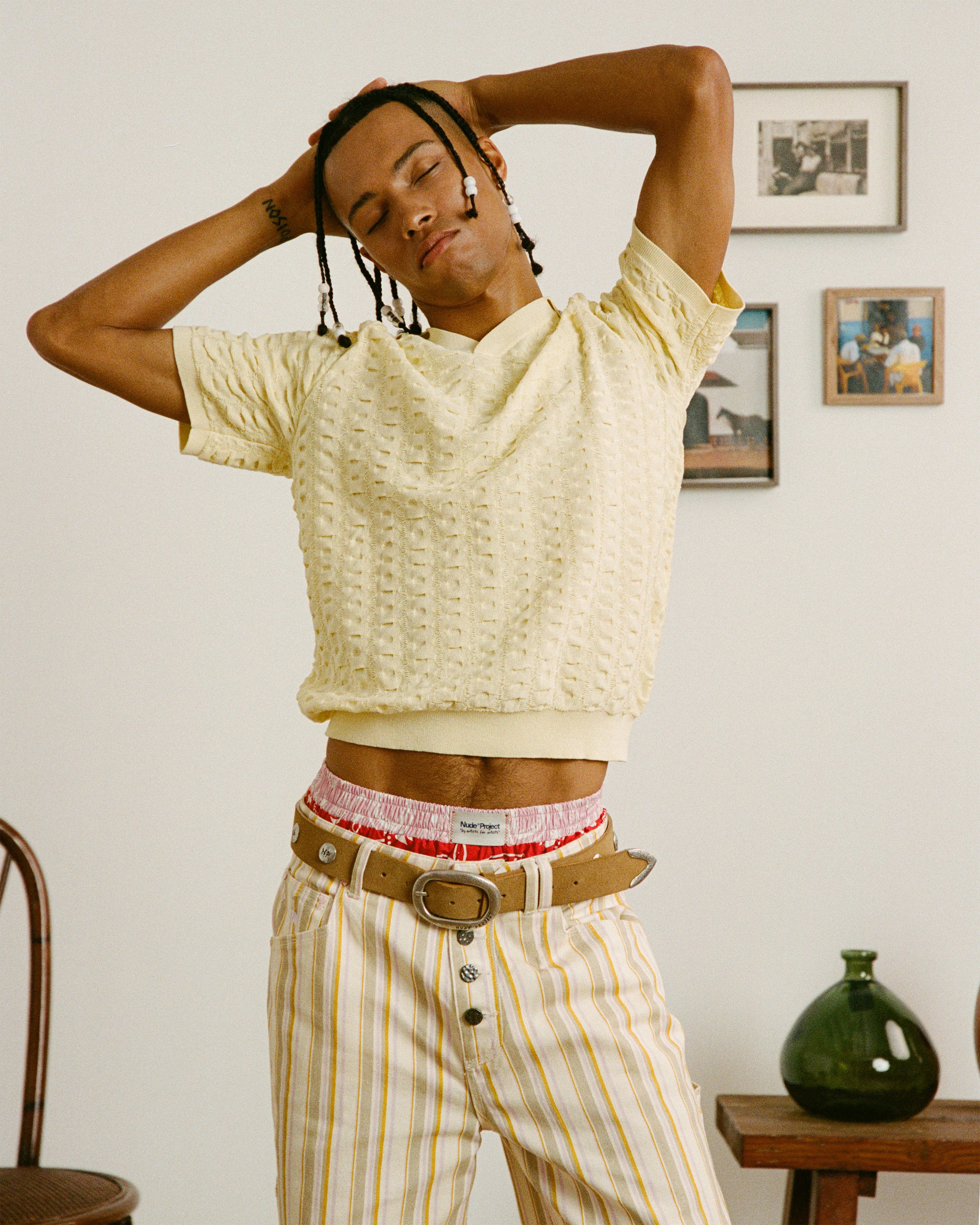 Structure Knit Polo Yellow sold by Nude Project product image thumbnail 2