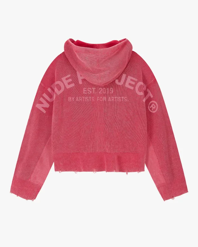 Perfect Cropped Zip-Up Hoodie Raspberry sold by Nude Project