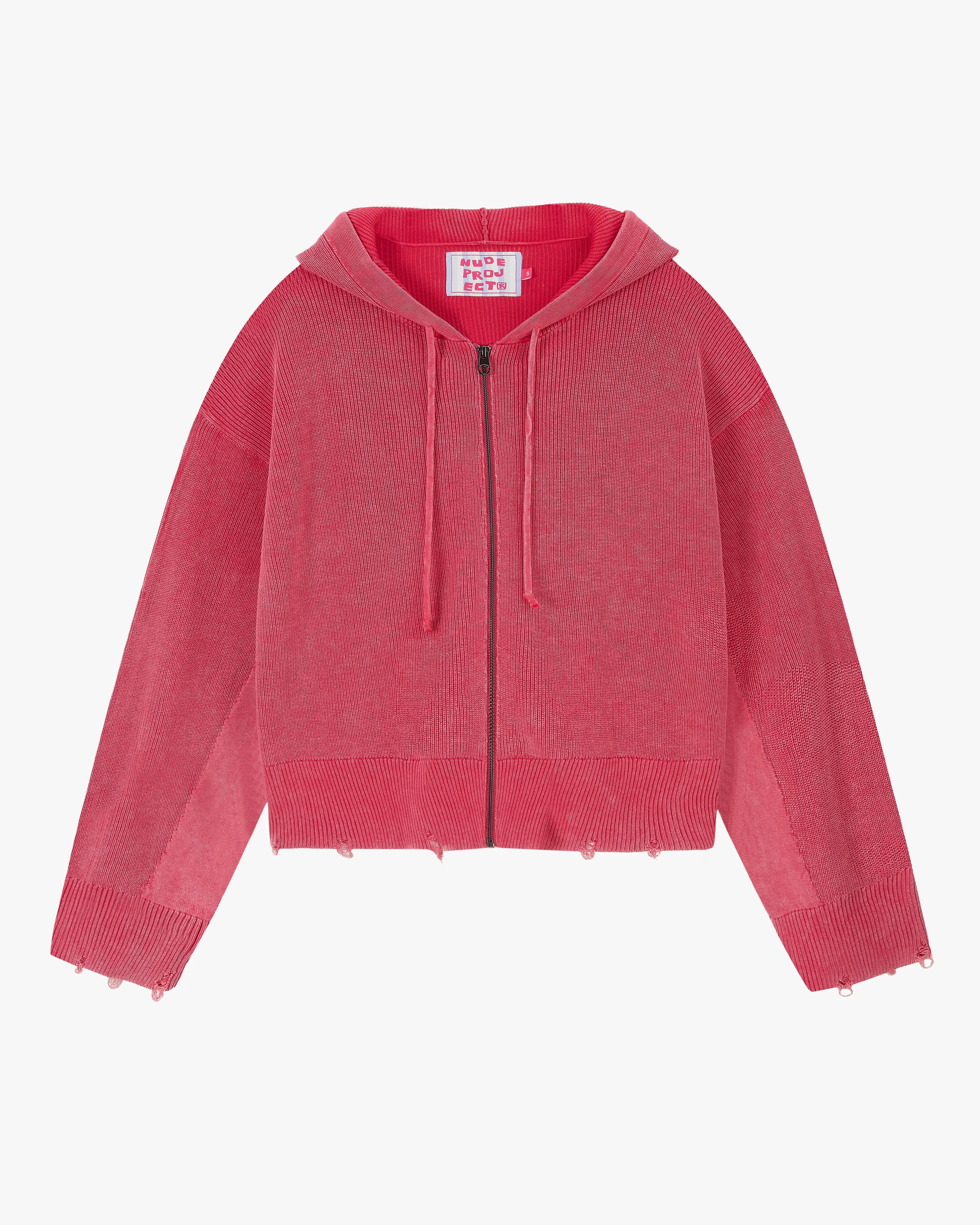 Perfect Cropped Zip-Up Hoodie Raspberry sold by Nude Project product image thumbnail 4