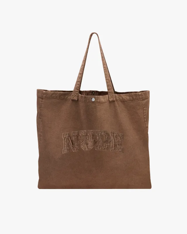 VARSITY TOTE BAG BROWN sold by Nude Project