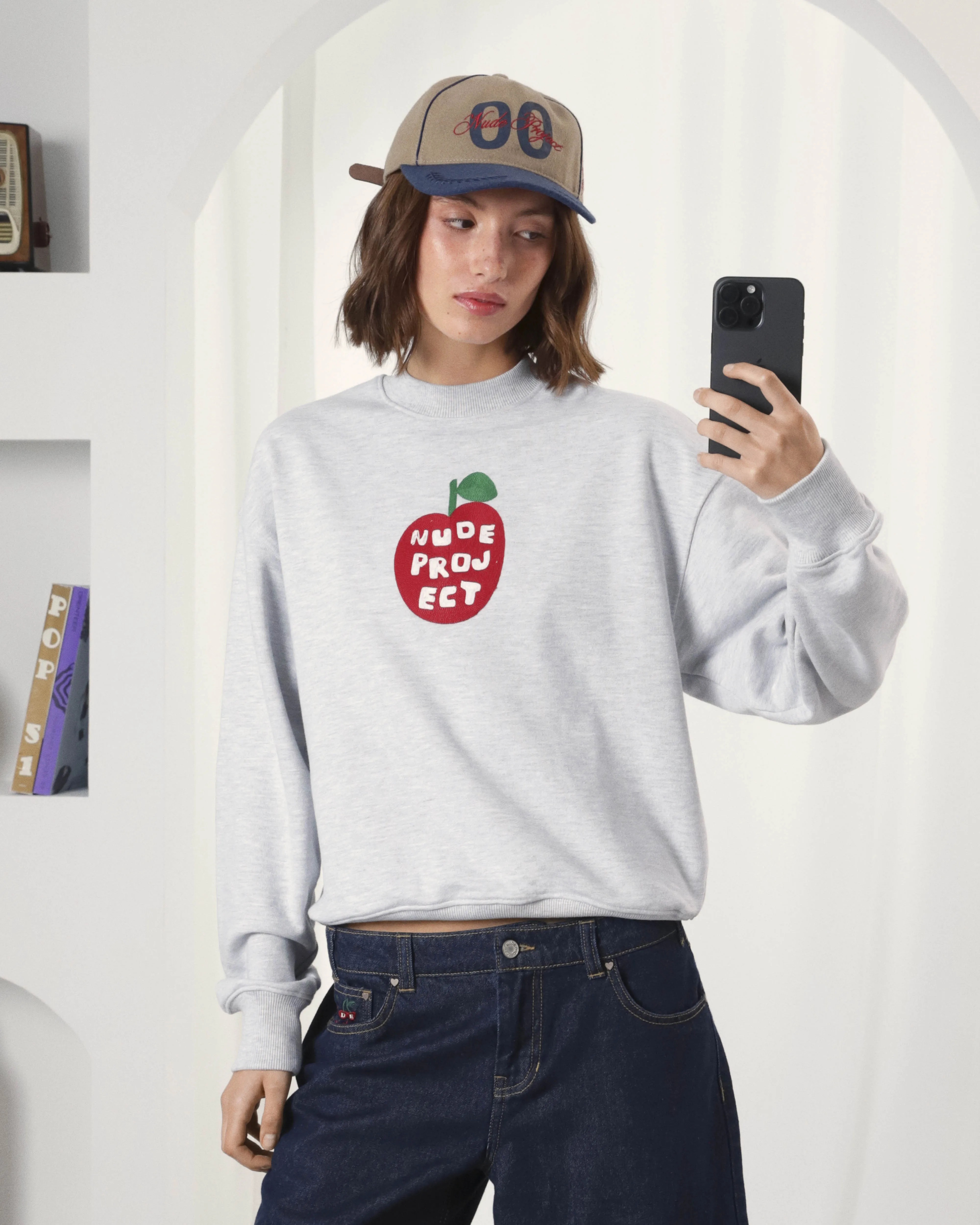 Apple Crew Sweatshirt Grey Melange W sold by Nude Project product image thumbnail 3