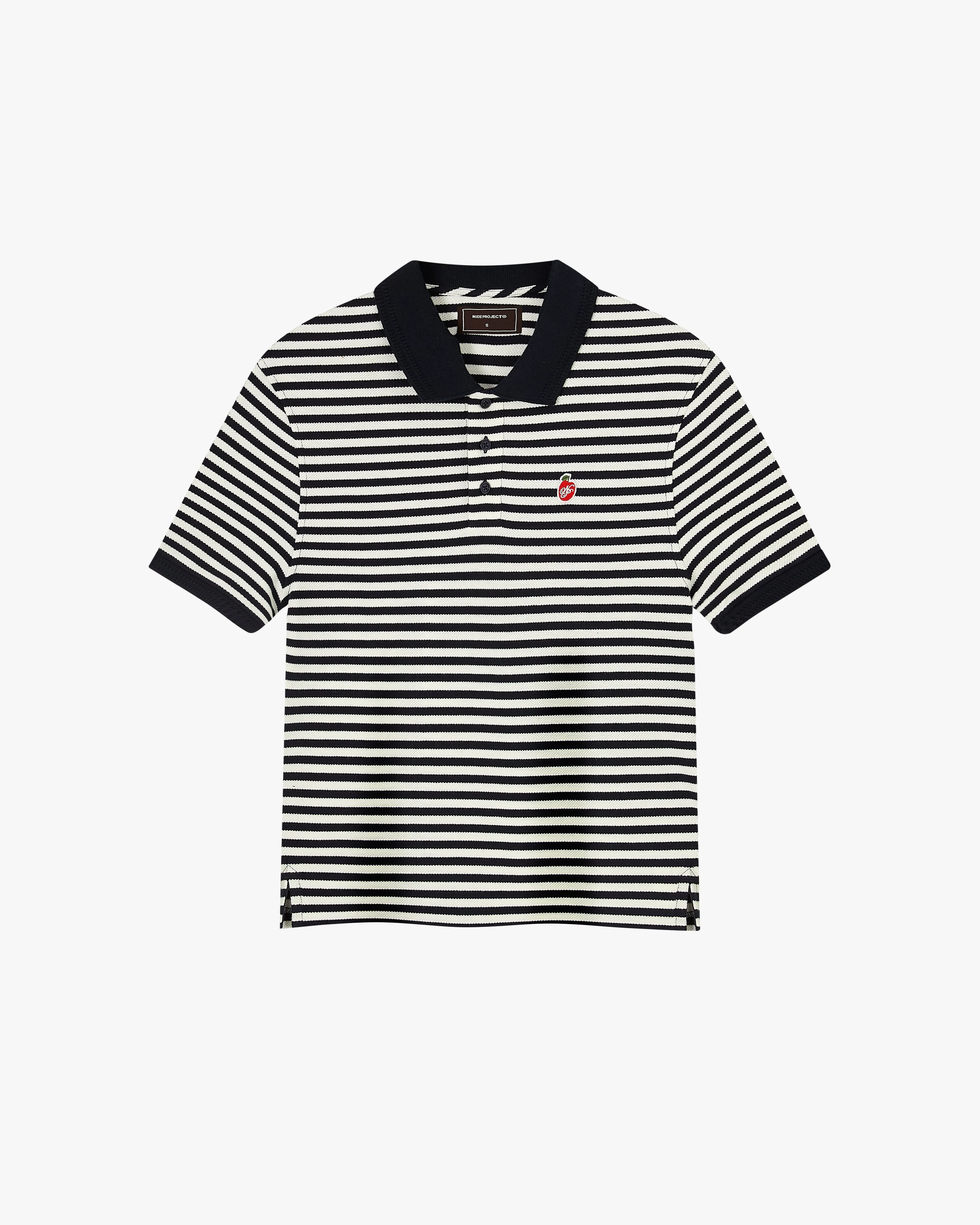 Apple Crew Stripes Polo Black sold by Nude Project