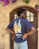Pleasures Tee Navy sold by Nude Project