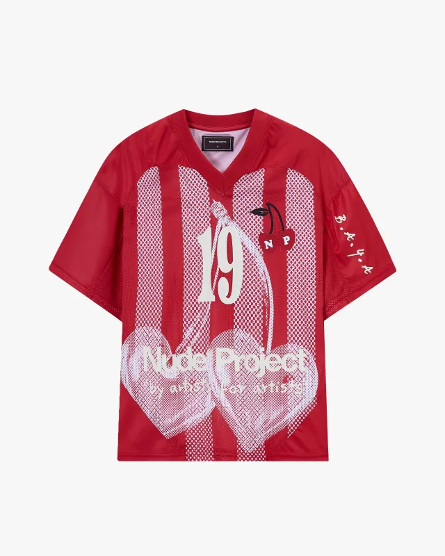 Cherry Football Tee Red sold by Nude Project