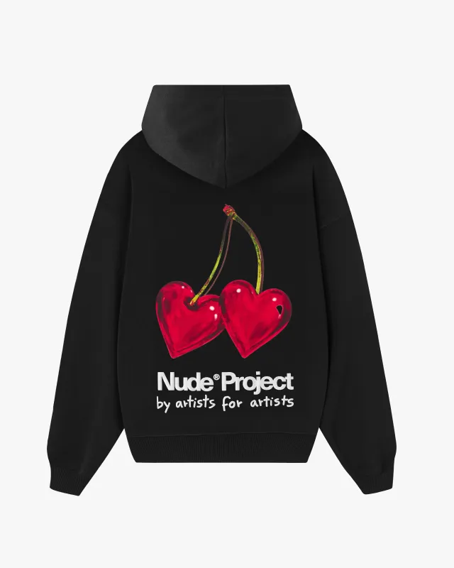 Juicy Cherry Hoodie Black sold by Nude Project
