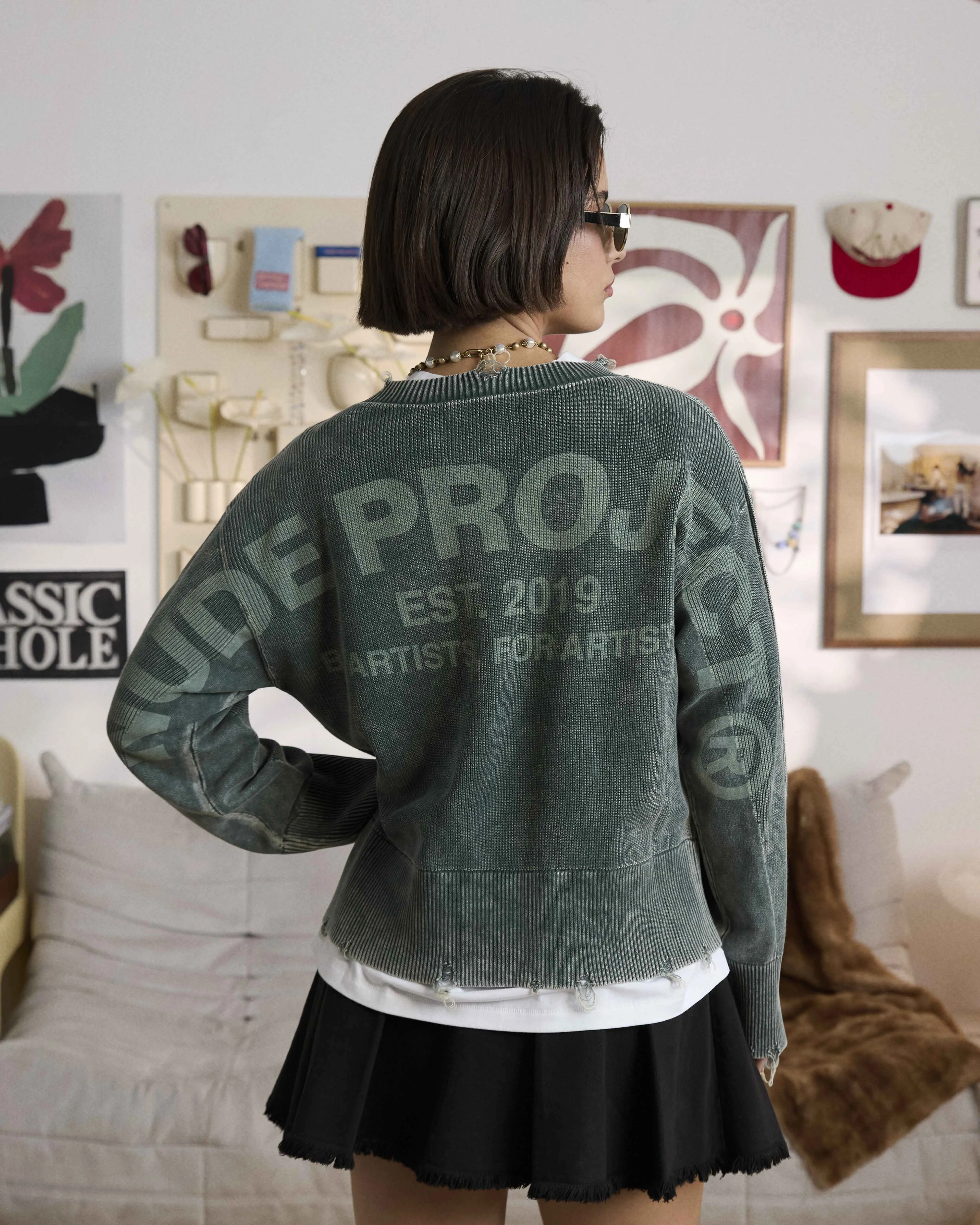 Perfect Cropped Knit Sweater Dark Green sold by Nude Project product image thumbnail 4