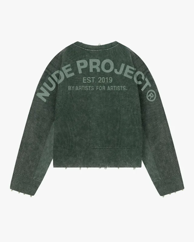 Perfect Cropped Knit Sweater Dark Green sold by Nude Project