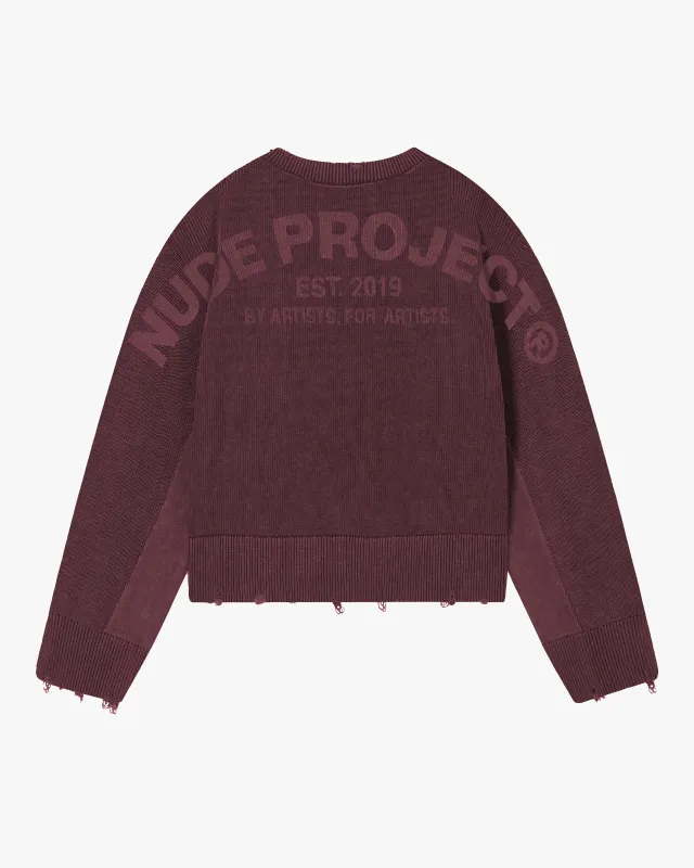Perfect Cropped Knit Sweater Burgundy sold by Nude Project
