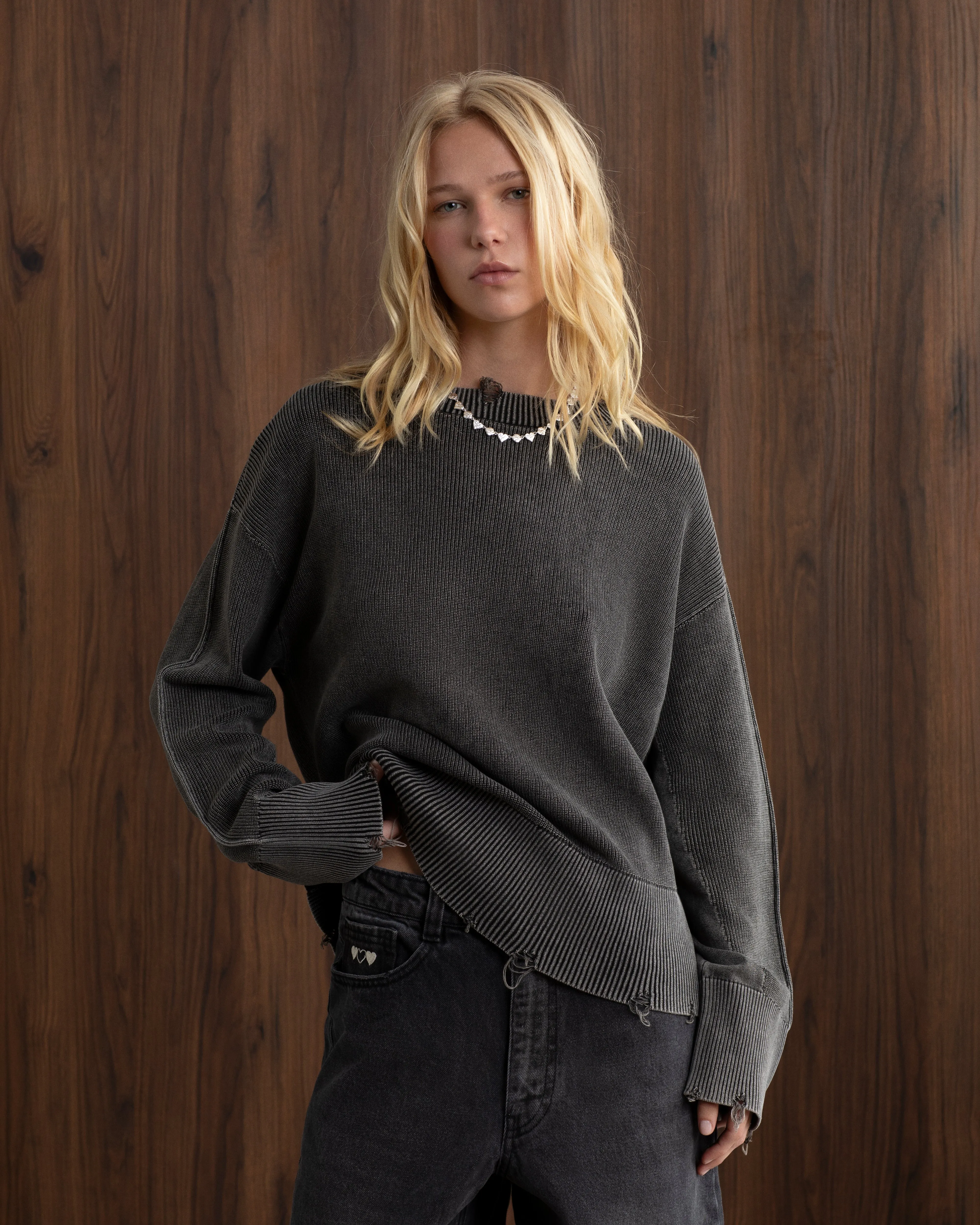 Perfect Cropped Knit Sweater Ash sold by Nude Project product image thumbnail 5