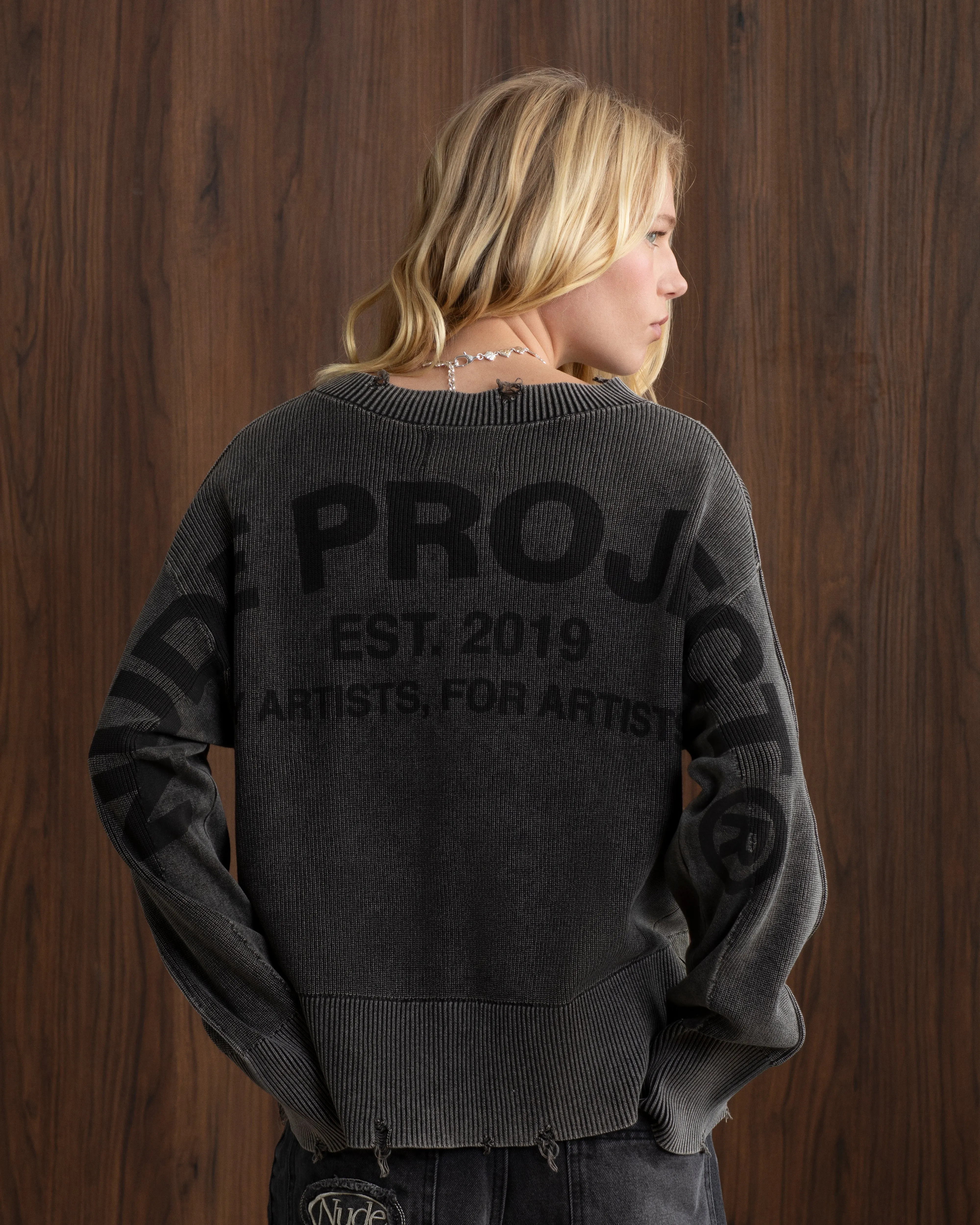Perfect Cropped Knit Sweater Ash sold by Nude Project product image thumbnail 3