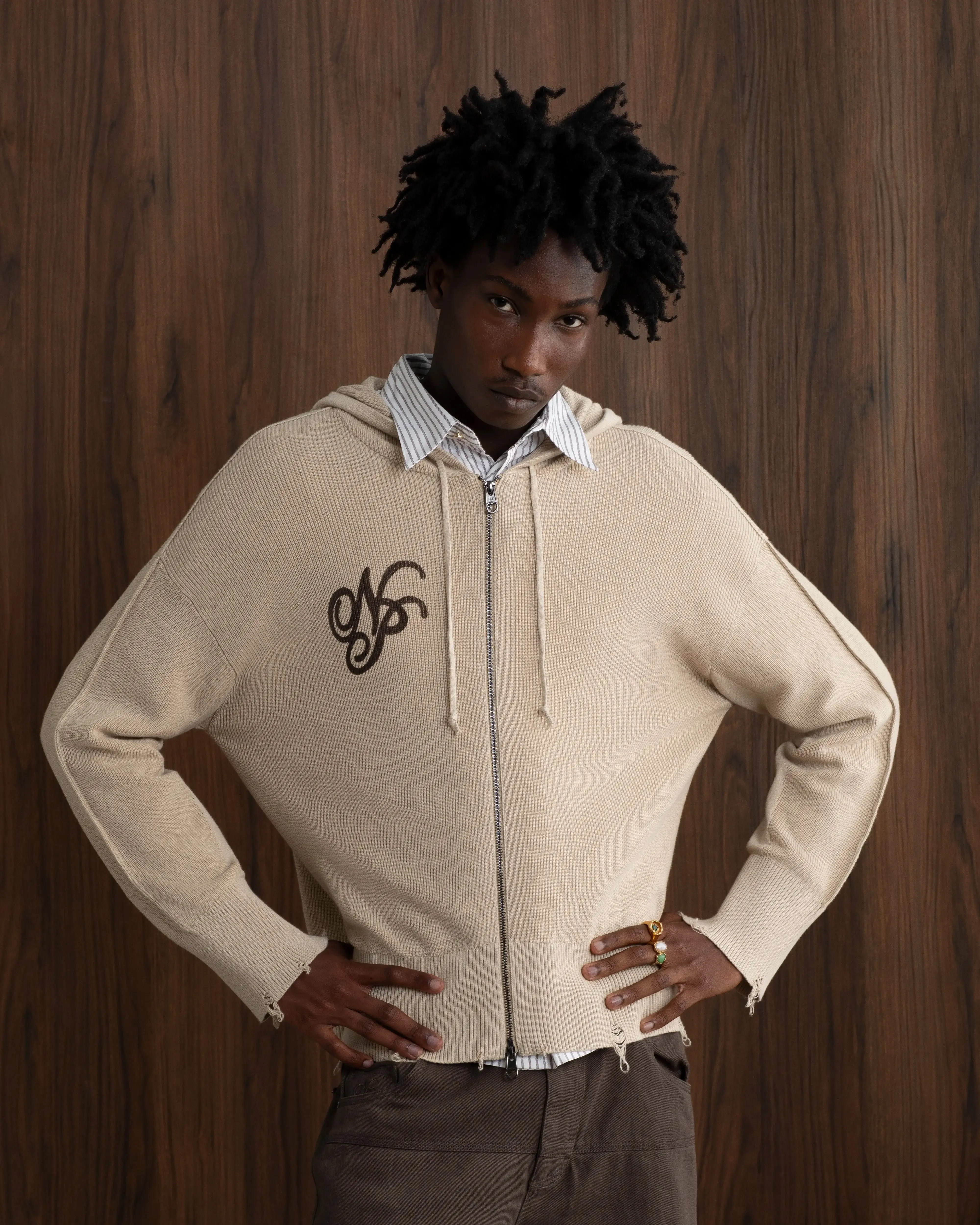 Besito Knit Zip-Up Hoodie Beige sold by Nude Project product image thumbnail 2
