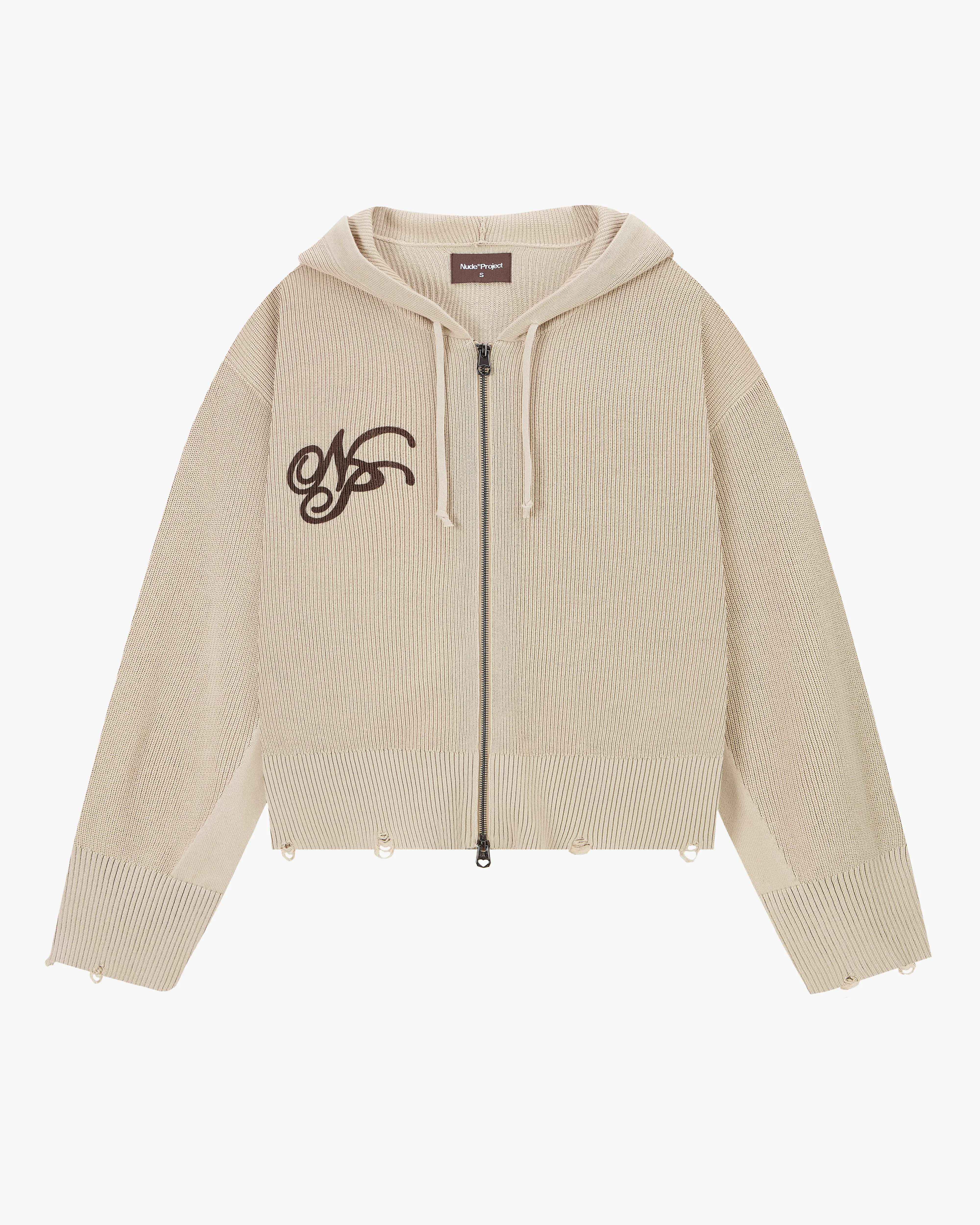 Besito Knit Zip-Up Hoodie Beige sold by Nude Project
