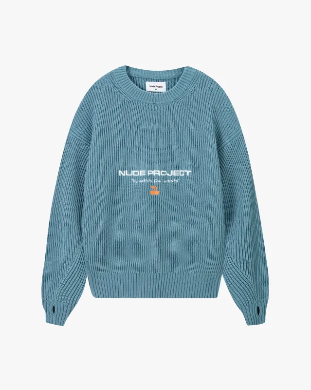 Wavy Knit Sweater Blue sold by Nude Project