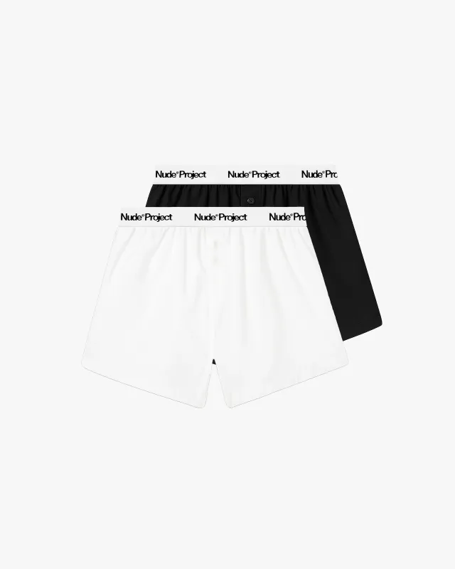 Boxer Poplin Black/White 2xPack sold by Nude Project