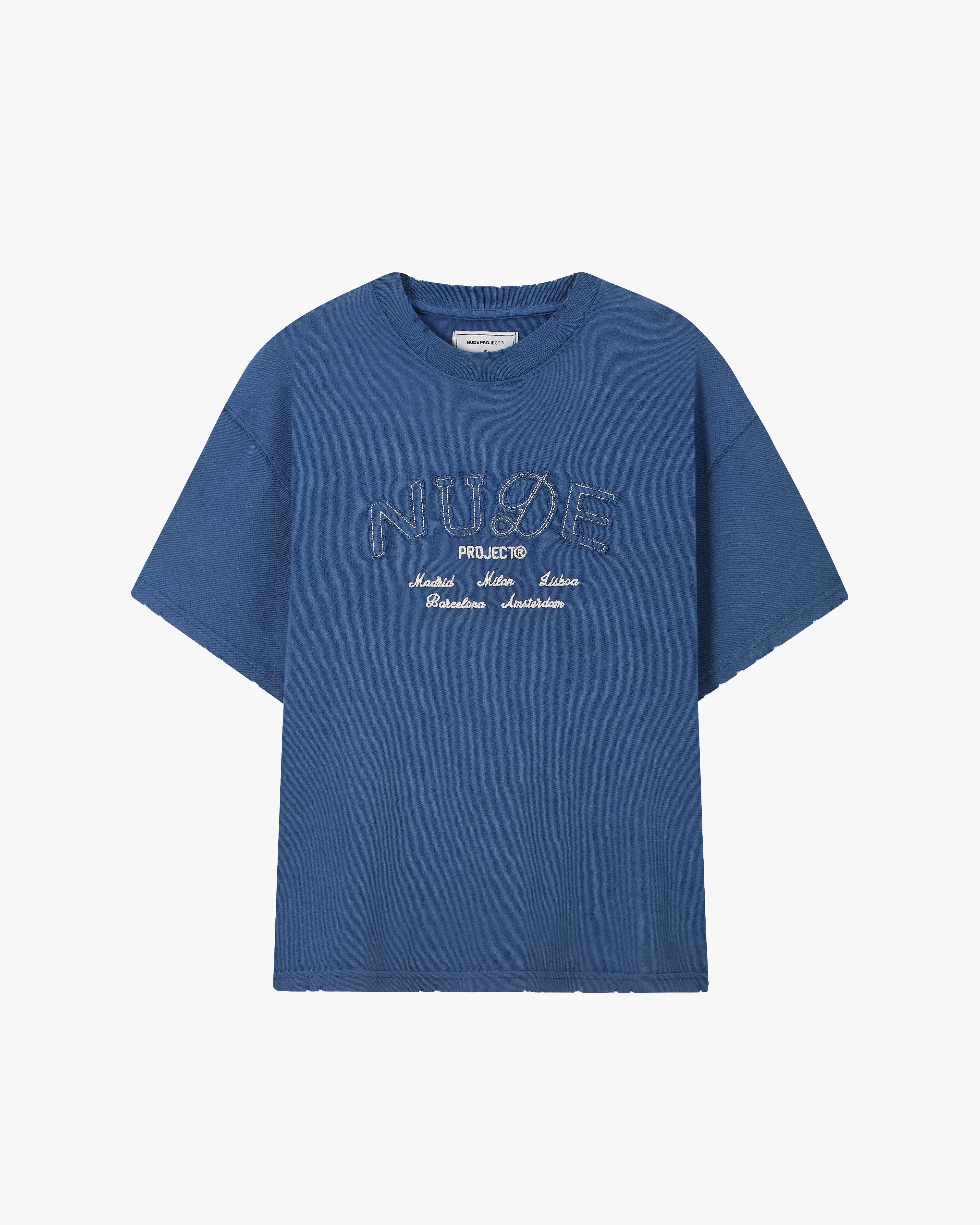 Coffee Break Tee Washed Navy sold by Nude Project