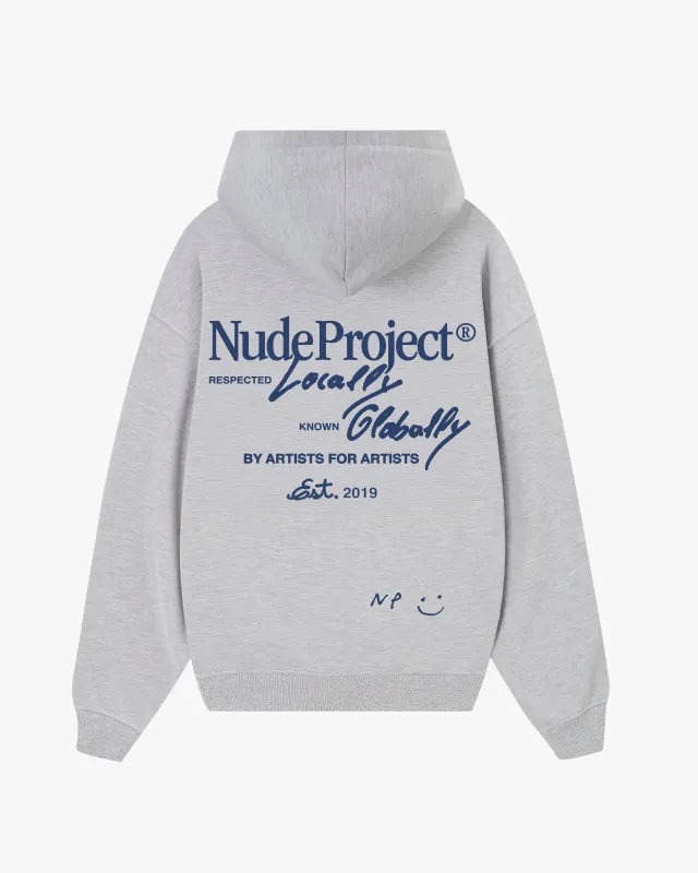 Global Soon Zip-Up Hoodie Grey sold by Nude Project