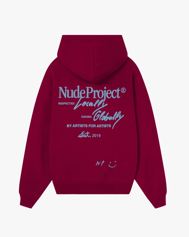 Global Soon Zip-Up Hoodie Burgundy sold by Nude Project