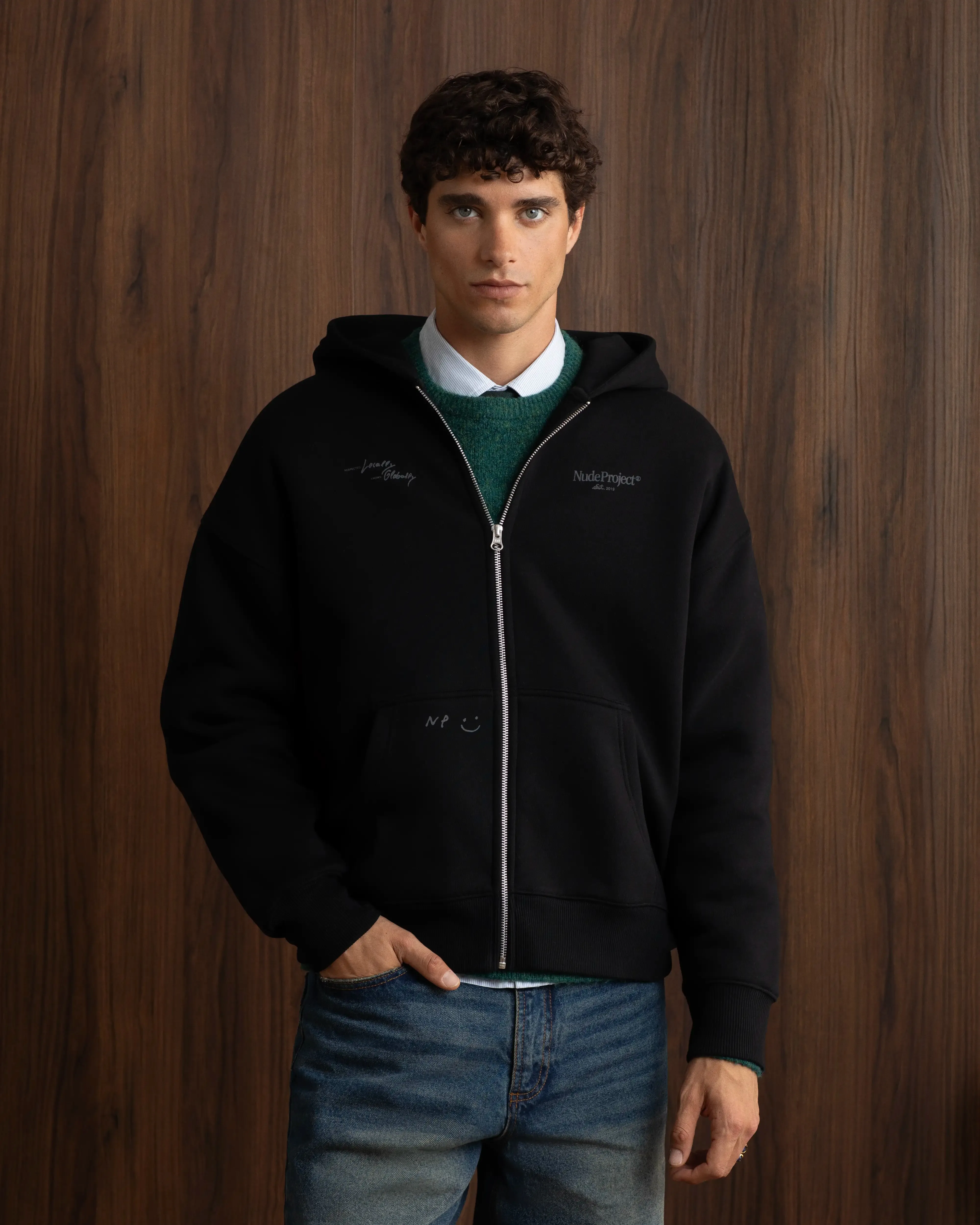 Global Soon Zip-Up Hoodie Black sold by Nude Project product image thumbnail 5