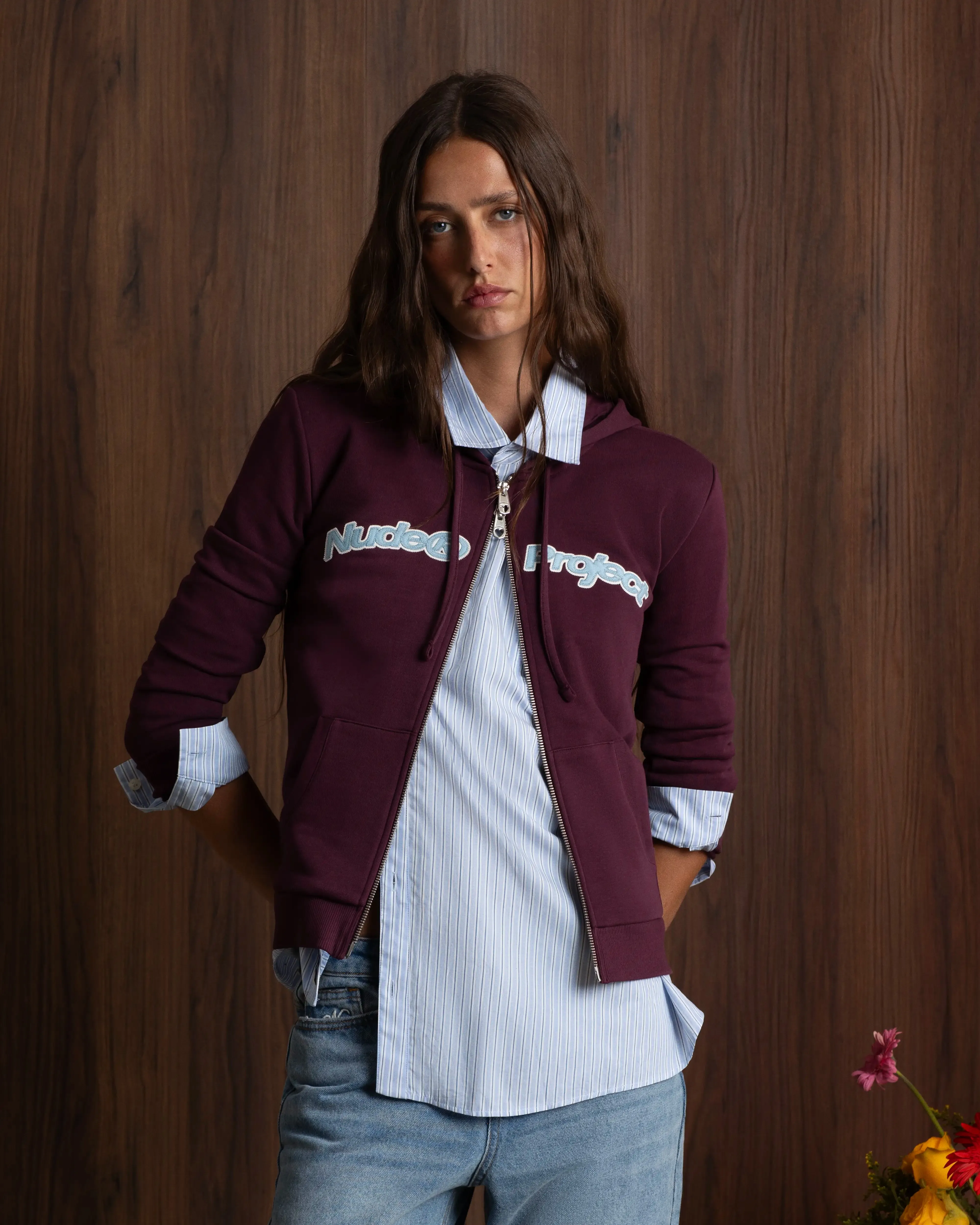 Margarita Zip-up Hoodie Burgundy sold by Nude Project product image thumbnail 2