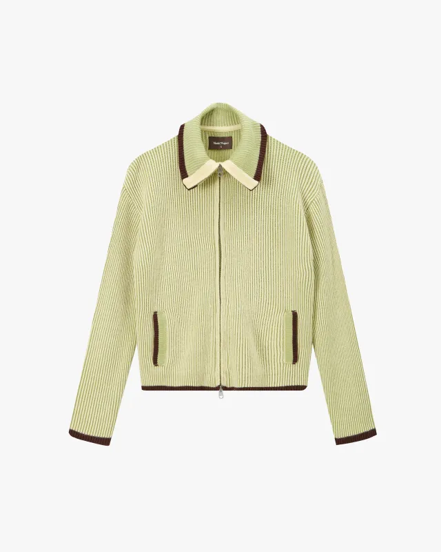 Classy Knit Zip-Up Cardigan Green made by Nude Project