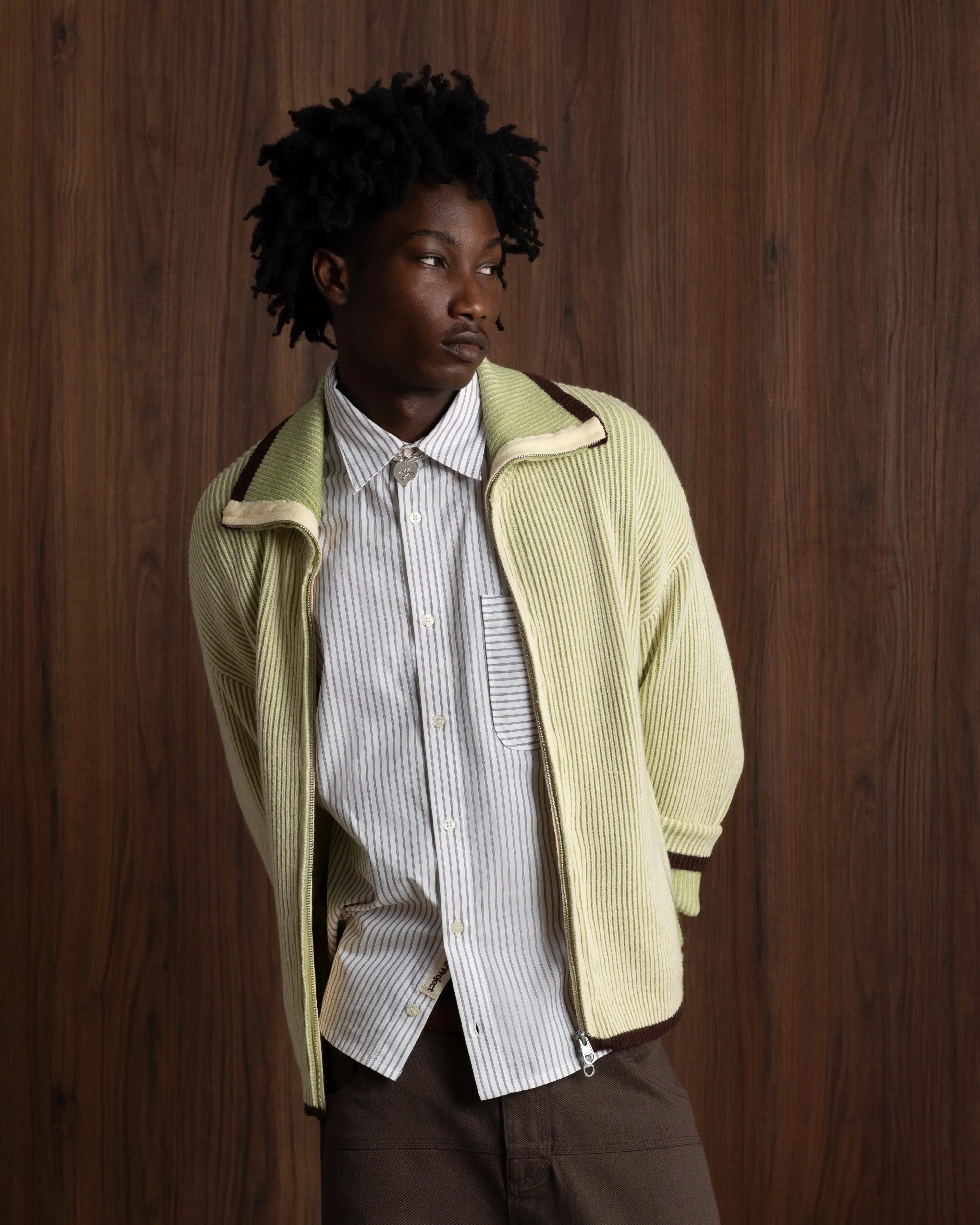 Classy Knit Zip-Up Cardigan Green sold by Nude Project product image thumbnail 2