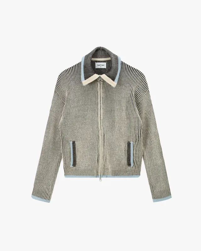 Classy Knit Zip-Up Cardigan Blue sold by Nude Project