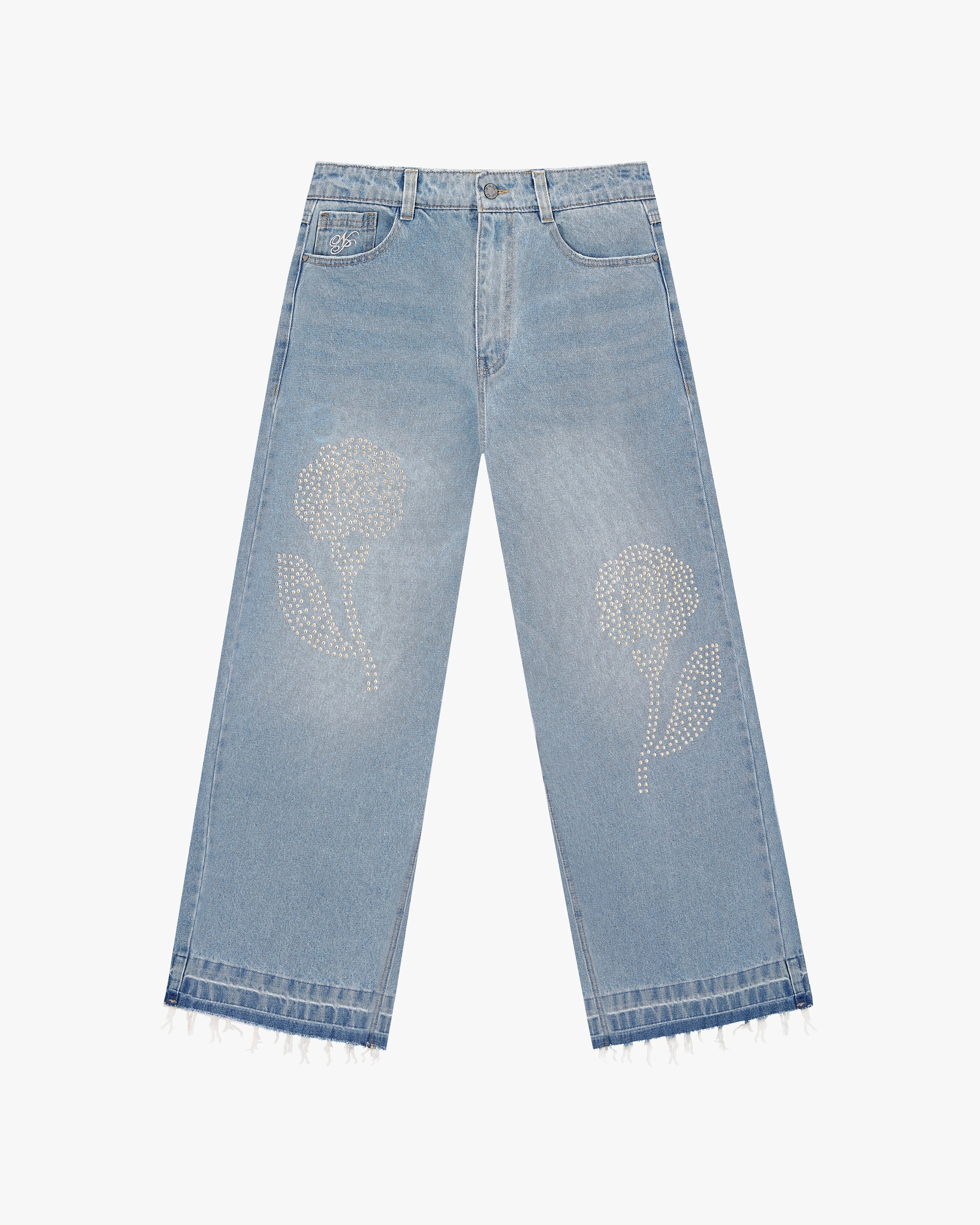 Old Baggy Denim Fantasy Jewel Flowers sold by Nude Project